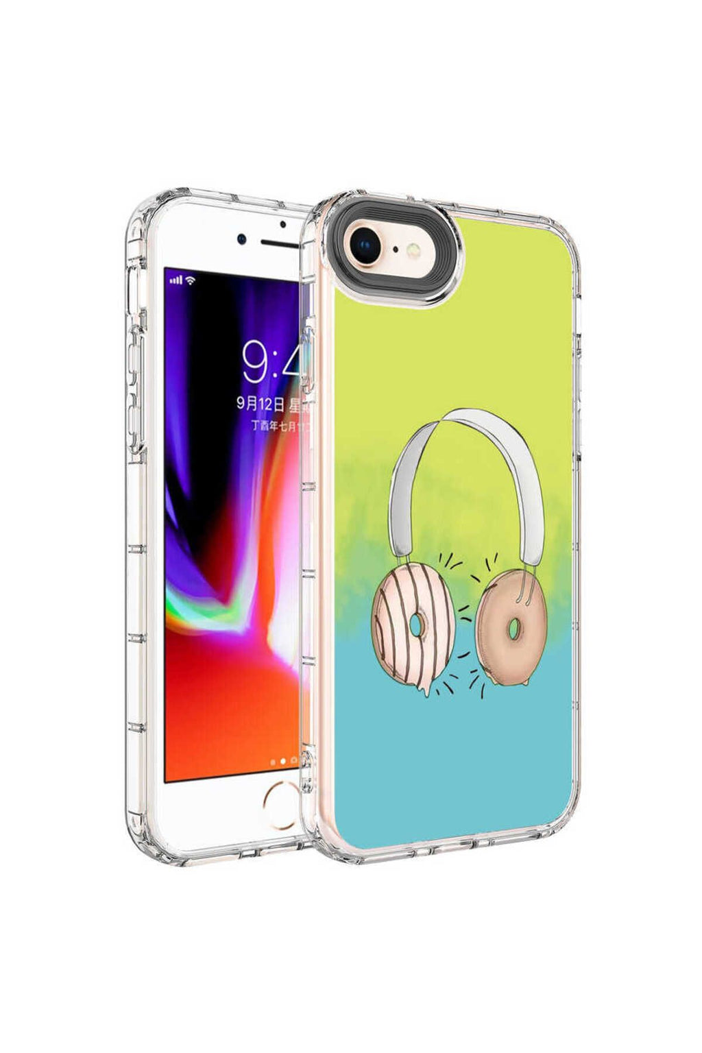 iPhone 8 Kılıf Kamera Korumalı Renkli Desenli Sert Silikon AKAV Korn Kapak - NO14