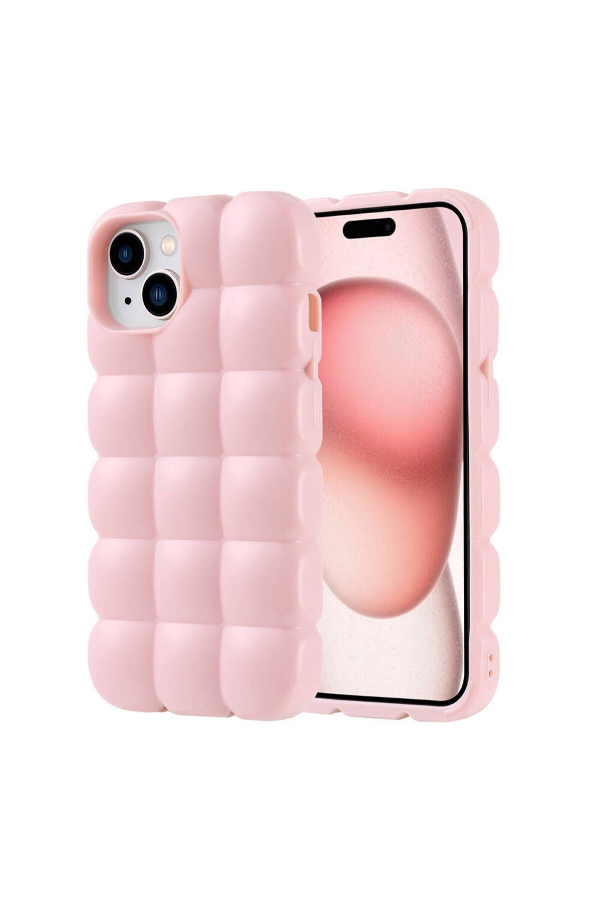 iPhone 15 Kılıf Parlak Esnek Silikon Zore Dom Dom Kapak-Pembe