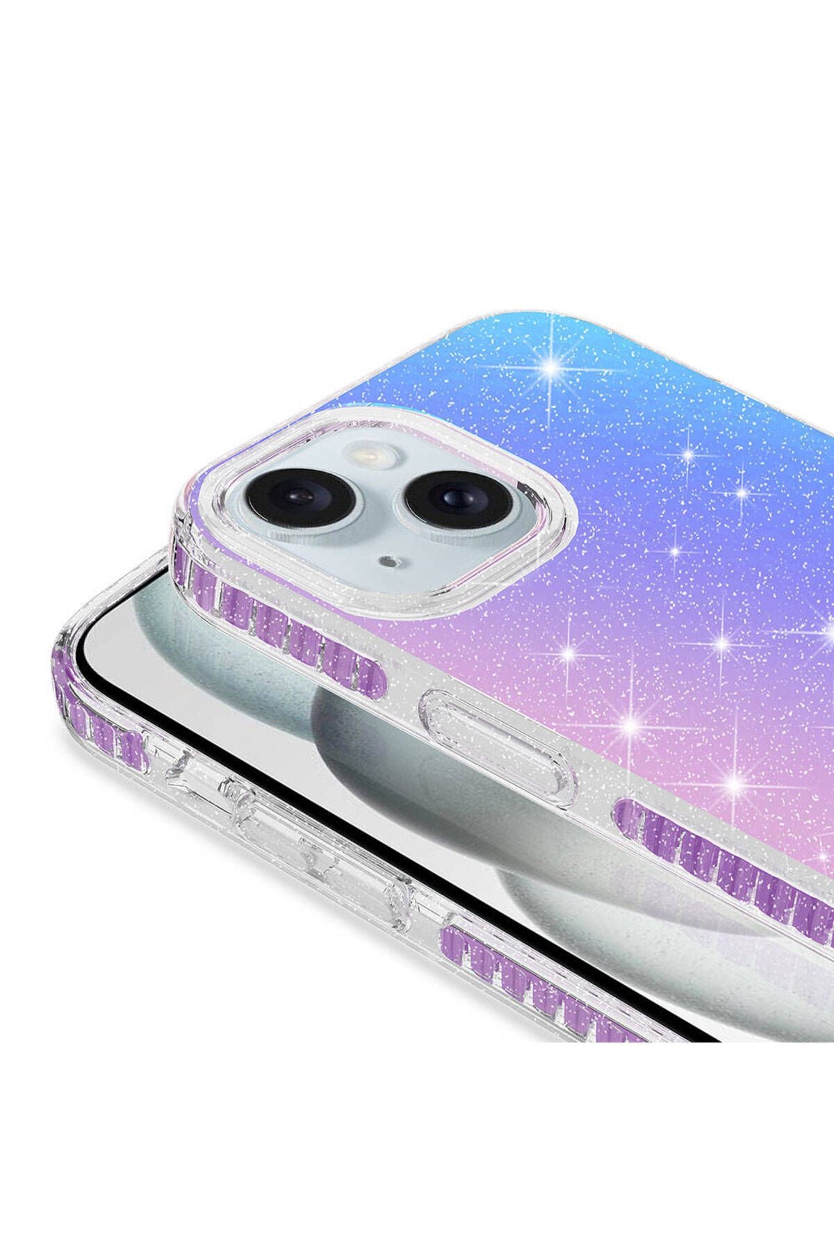 iPhone 15 Plus Uyumlu Parlak Renk Geçişli Zore Velle Kılıf-Mor