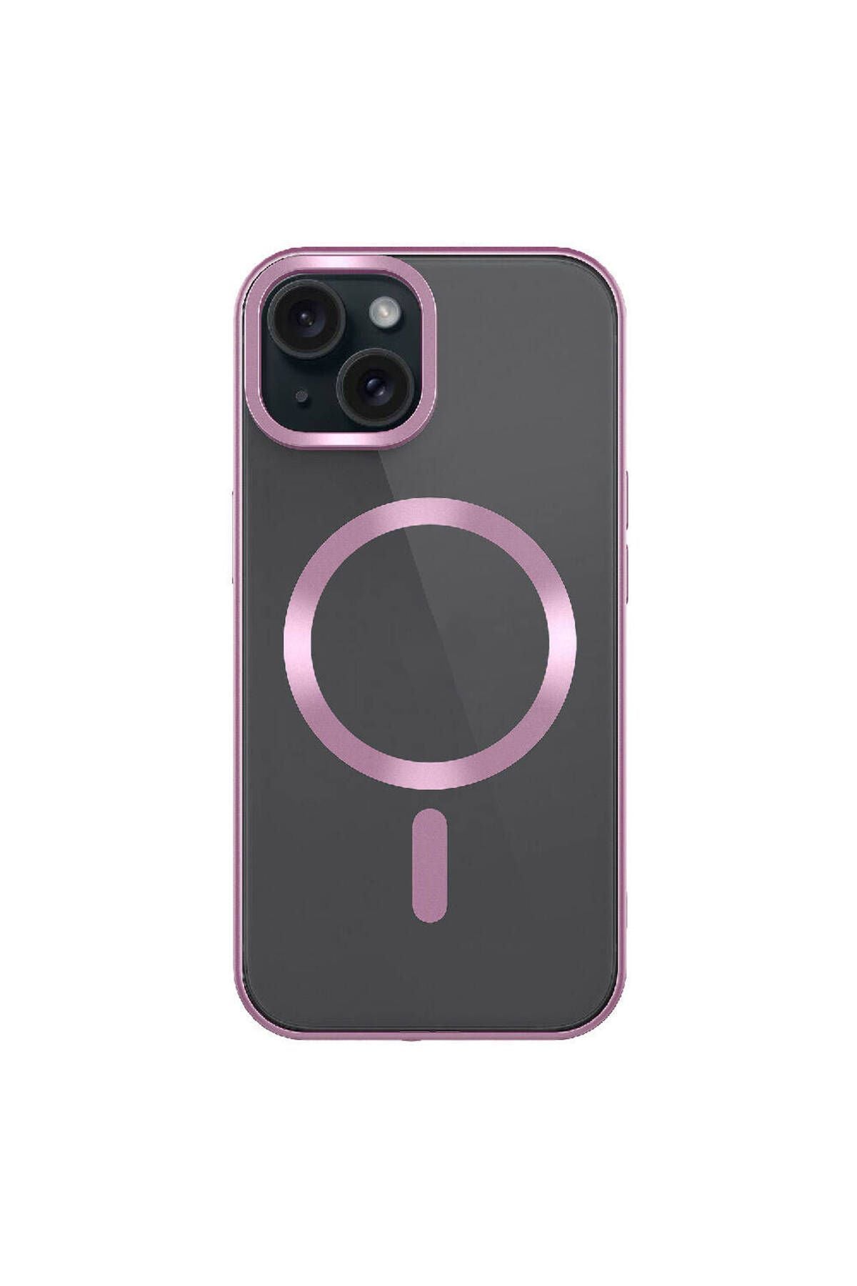 iPhone 15 Plus Uyumlu Mat Tasarımlı Magsafe Wireless Şarj Özellikli Zore Mat Setro Kılıf-Pembe