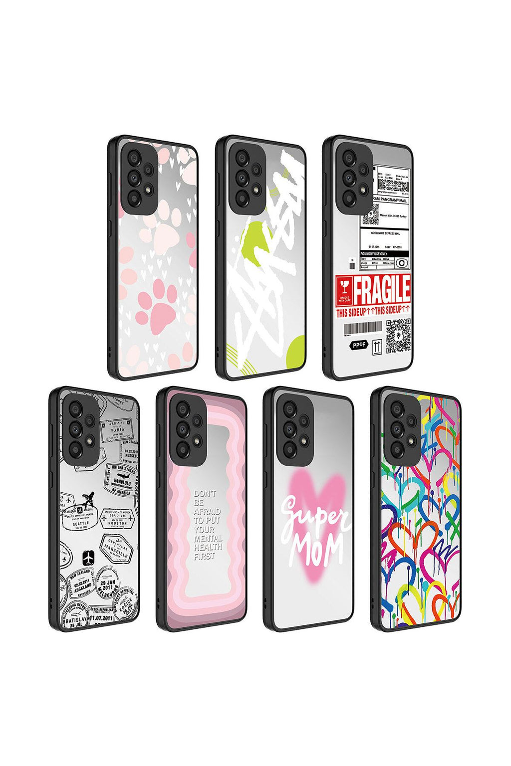 Galaxy A52 Kılıf Aynalı Desenli Kamera Korumalı Parlak Zore Mirror Kapak - Yazı