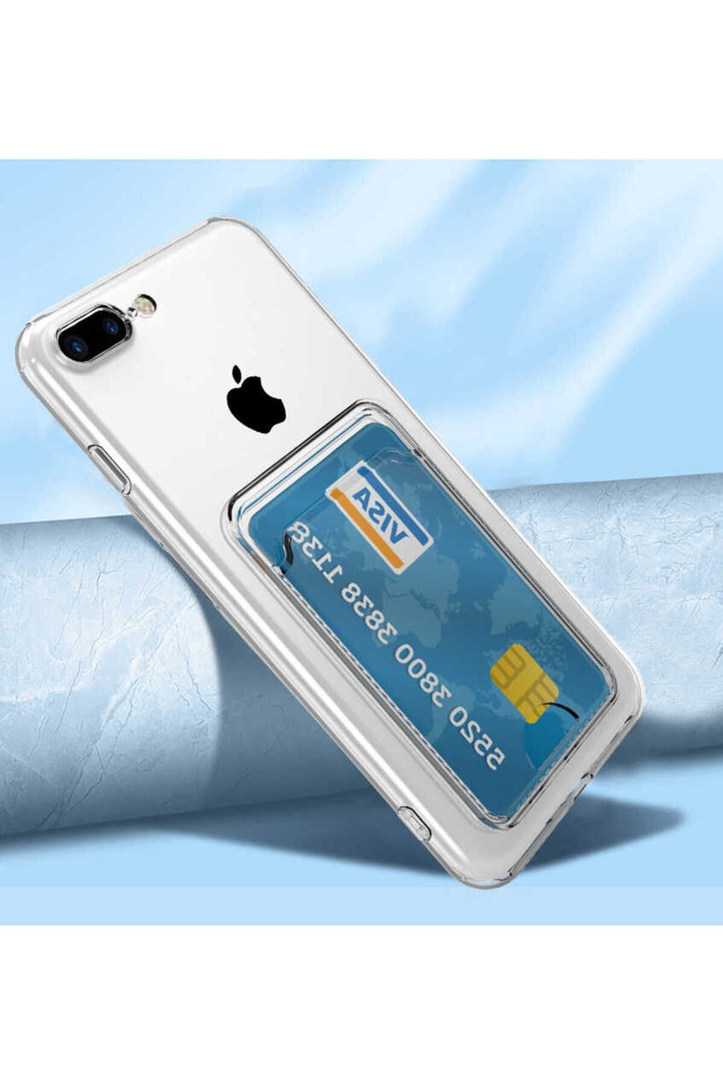 iPhone 8 Kılıf Kartlıklı Şeffaf Zore Setra Clear Silikon Kapak - Renksiz