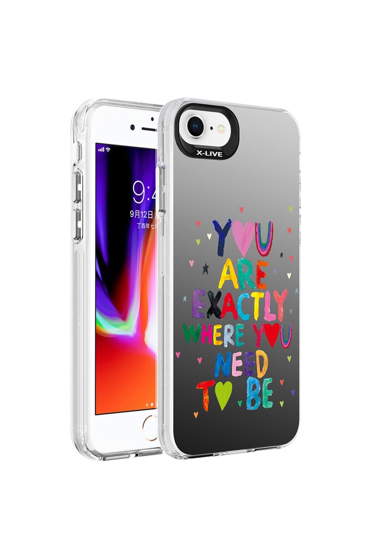 iPhone SE 2020 Kılıf Desenli Zore Silver Sert Kapak - Mottolar