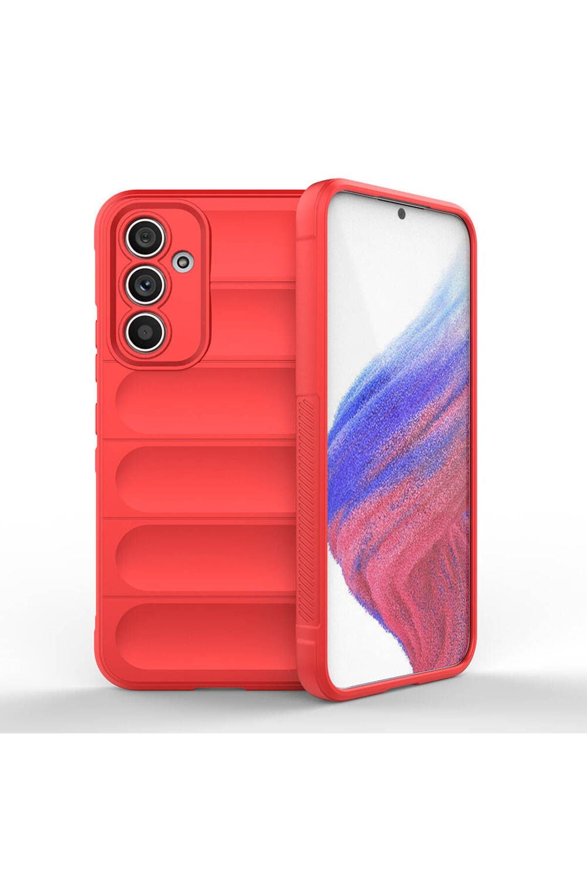 Galaxy A54 Kılıf Esnek TPU Oyuklu Arka Yüzey Tasarımlı Zore Etnik Silikon Kapak - Lacivert