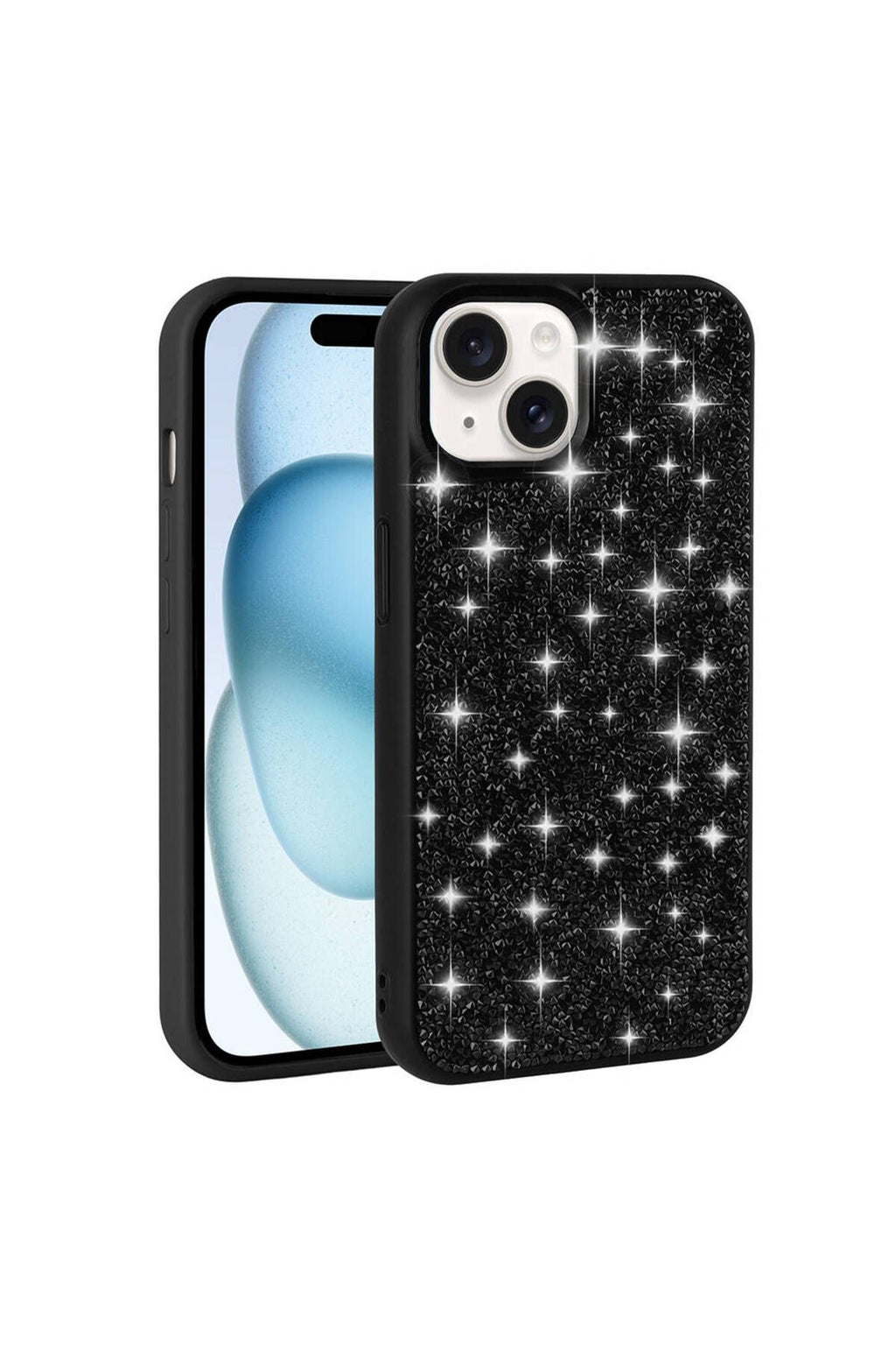 iPhone 15 Uyumlu Parlak Taşlı Tasarım Pırlanta Zore Kılıf-Lila