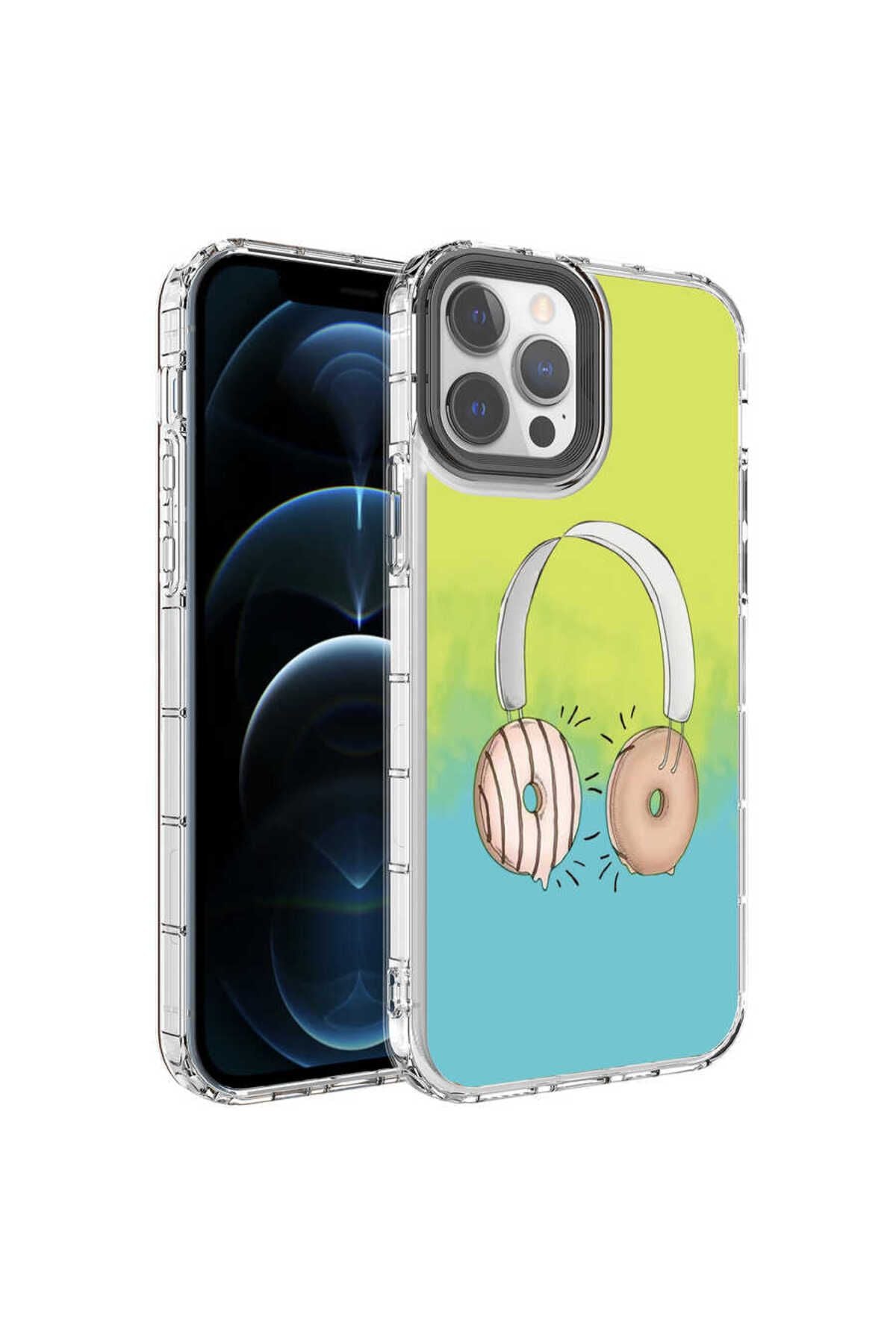 iPhone 14 Pro Uyumlu Kamera Korumalı Renkli Desenli Sert Silikon Korn Kılıf-NO12