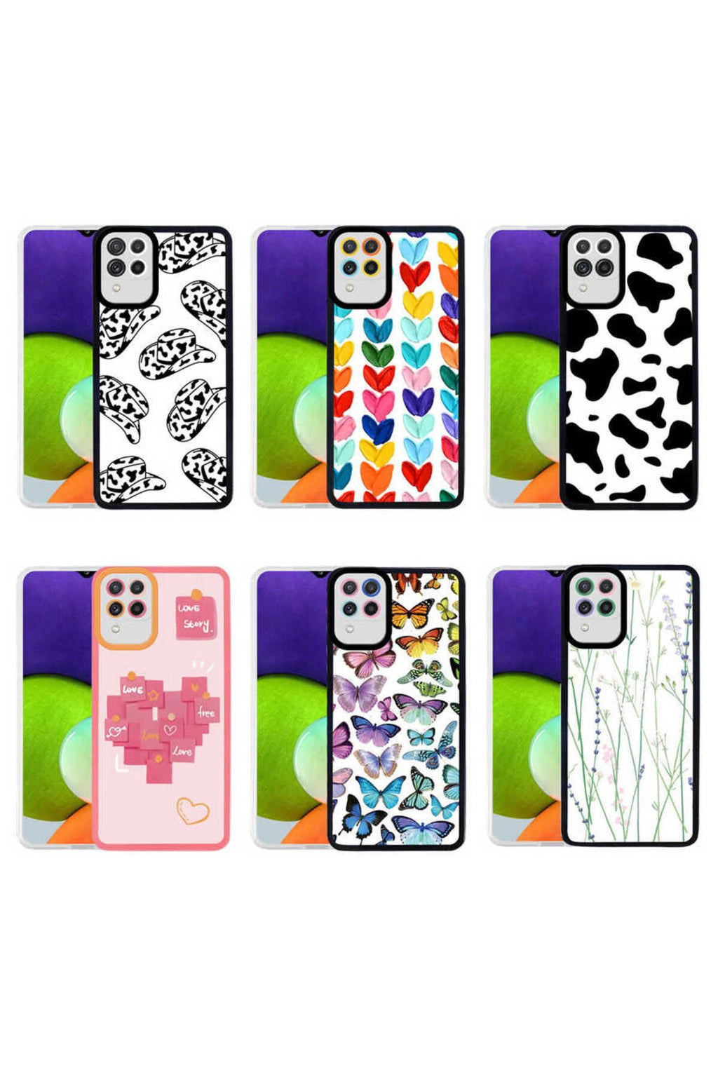 Galaxy A22 4G Uyumlu Kılıf RNTC M-Fit Desenli Kapak - Butterfly No3