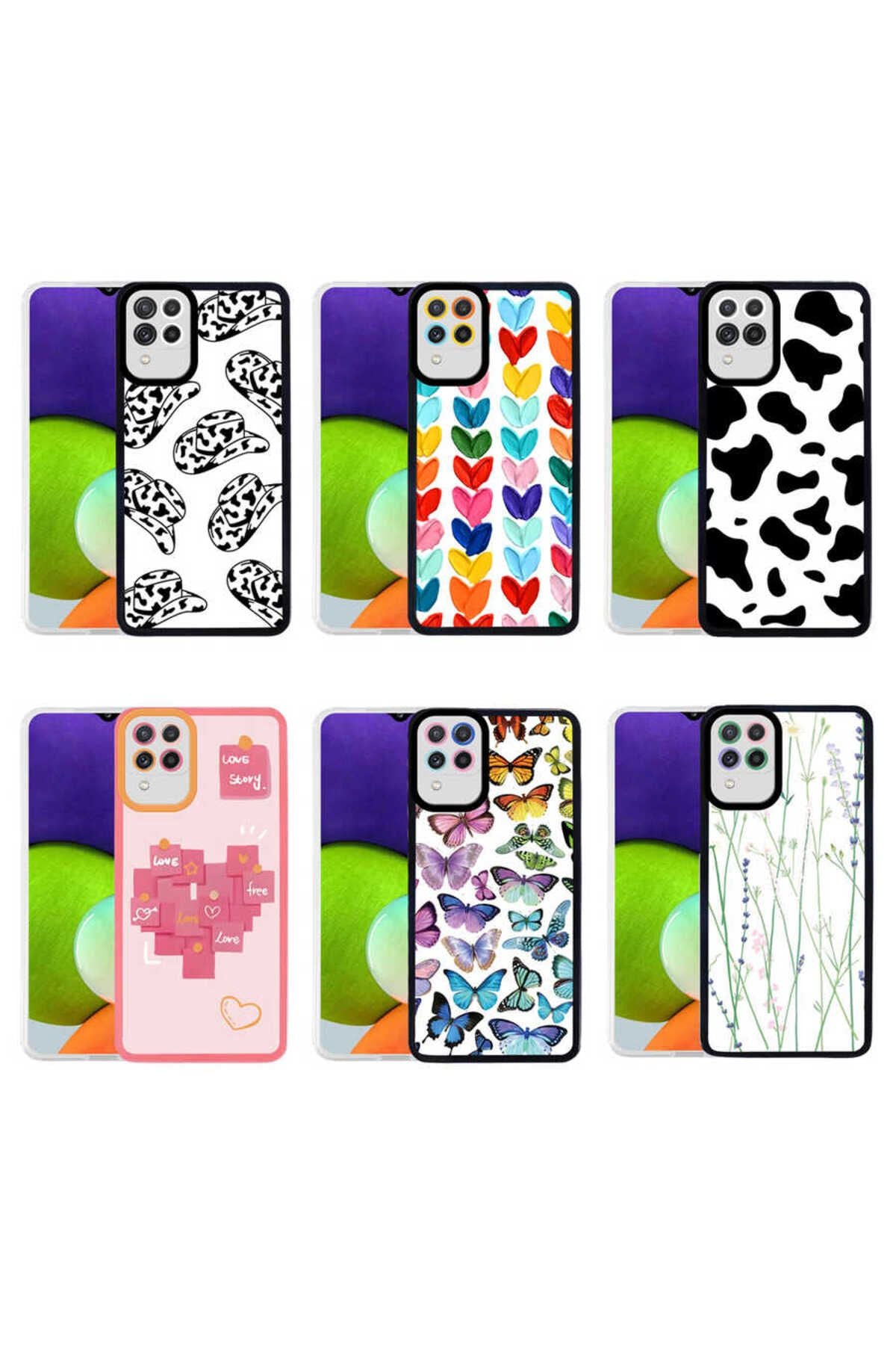 Galaxy A22 4G Uyumlu Kılıf RNTC M-Fit Desenli Kapak - Butterfly No3