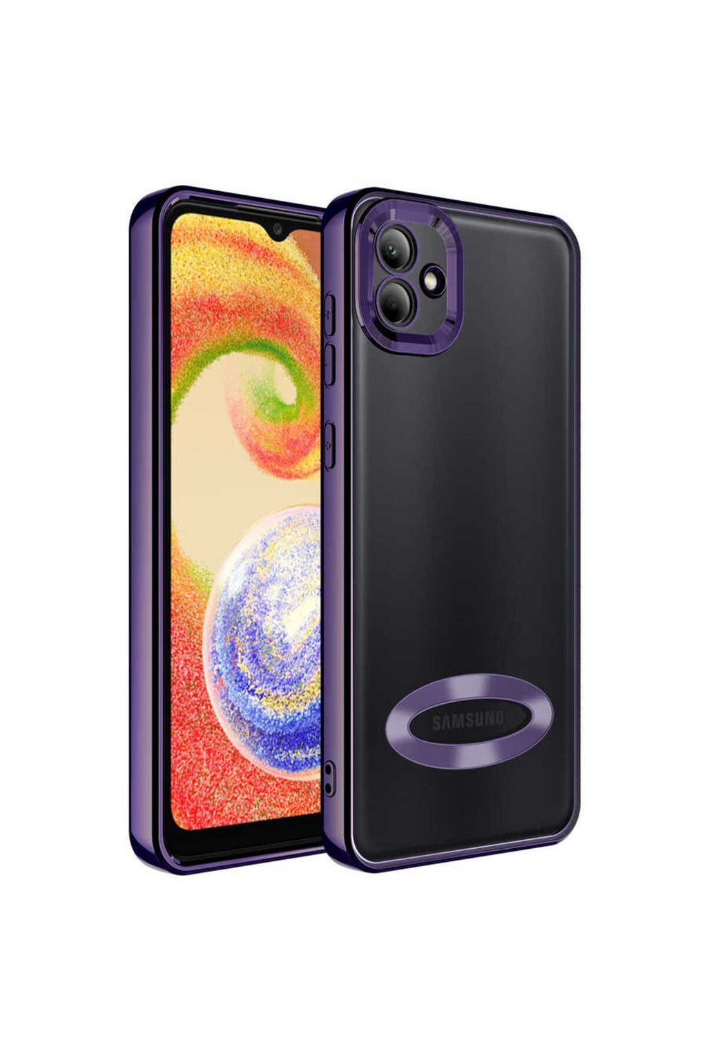 Galaxy A03 Kılıf Kamera Korumalı Logo Gösteren Zore Omega Kapak - Derin Mor