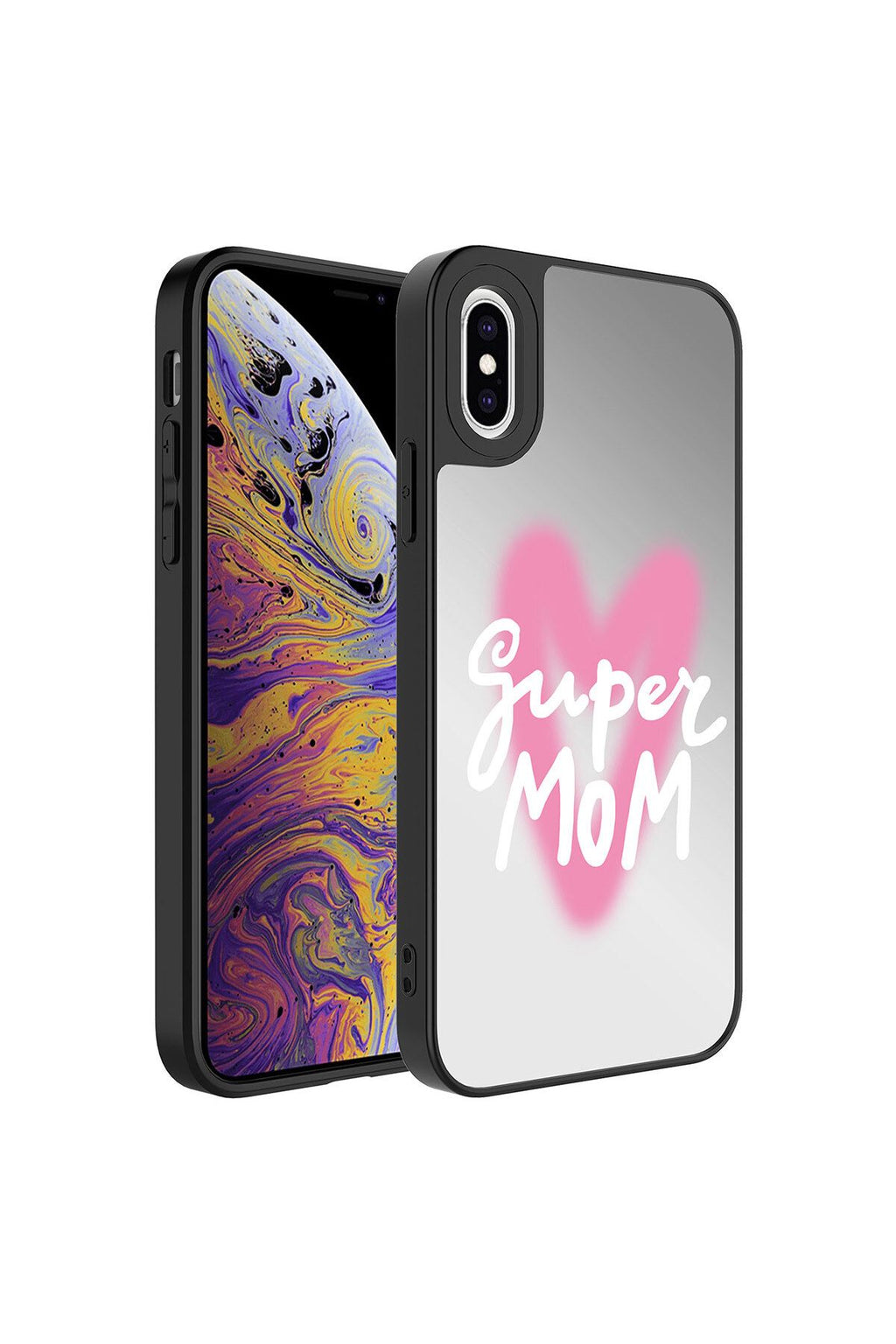 iPhone XS 5.8 Kılıf Aynalı Desenli Kamera Korumalı Parlak Zore Mirror Kapak - Süper Anne