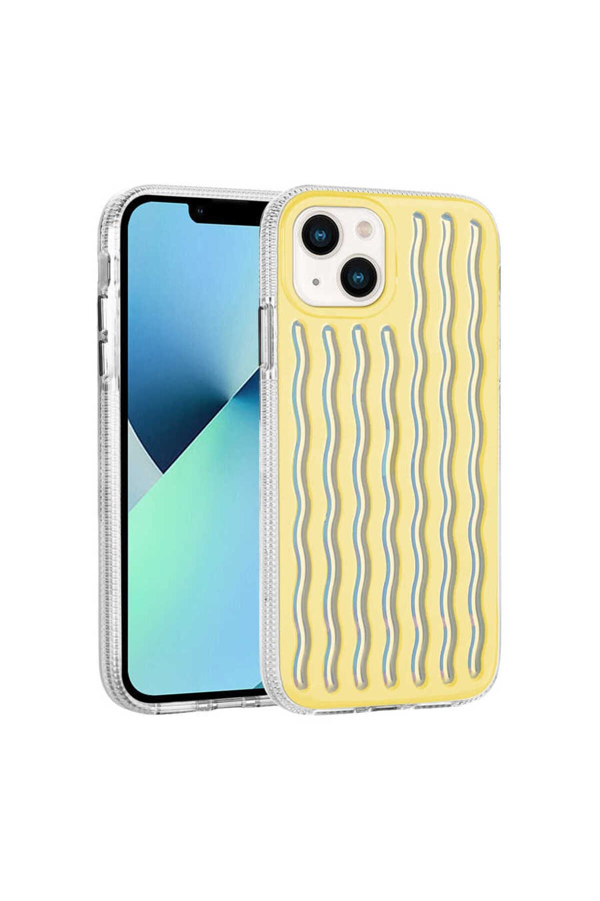 iPhone 14 Uyumlu Kabartmalı Dalga Tasarımlı Silikon Zore İsmira Kılıf-NO1