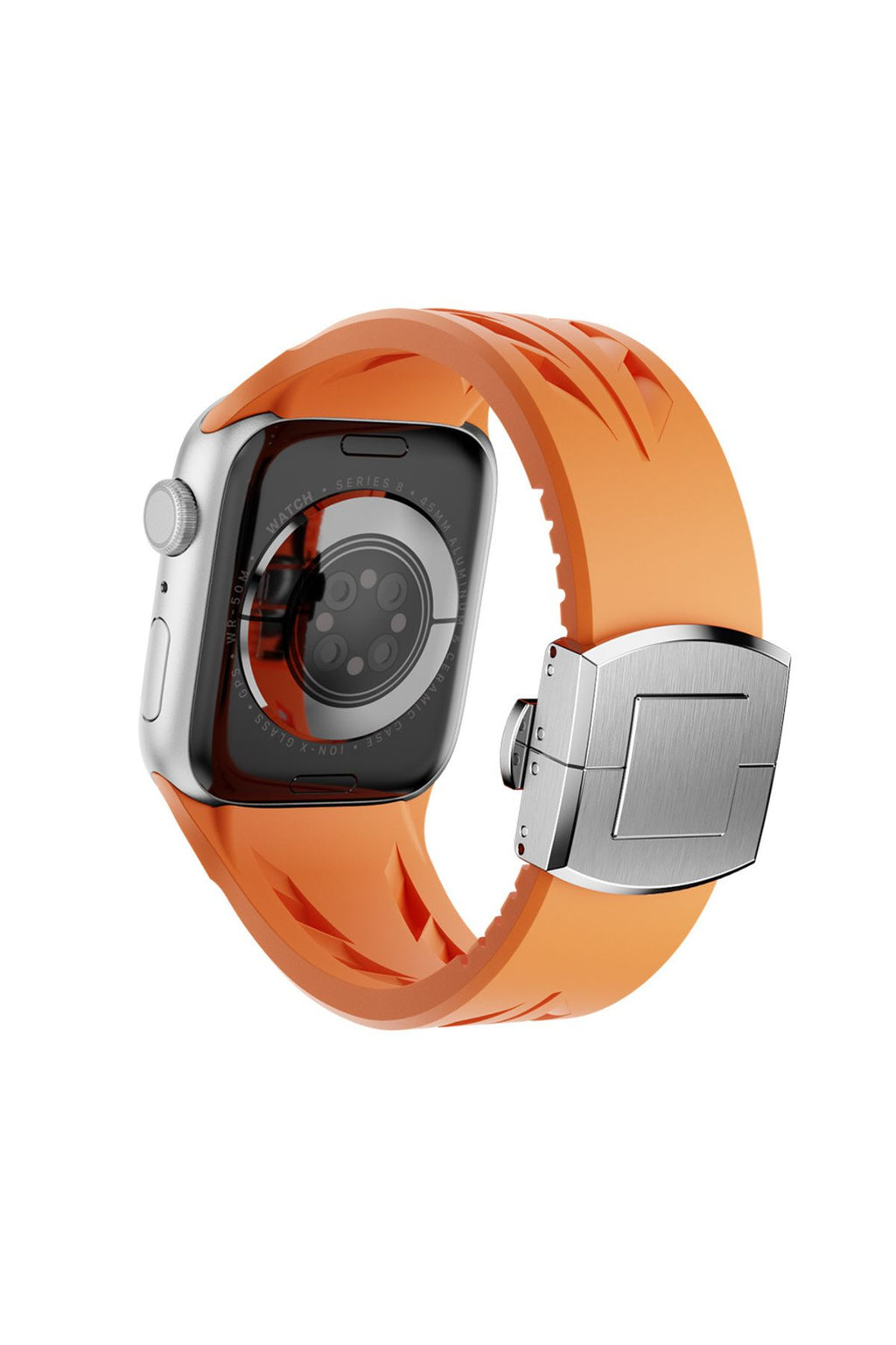 Apple Watch 10 46mm KRD-127 Metal Tokalı Silikon Kordon-Turuncu