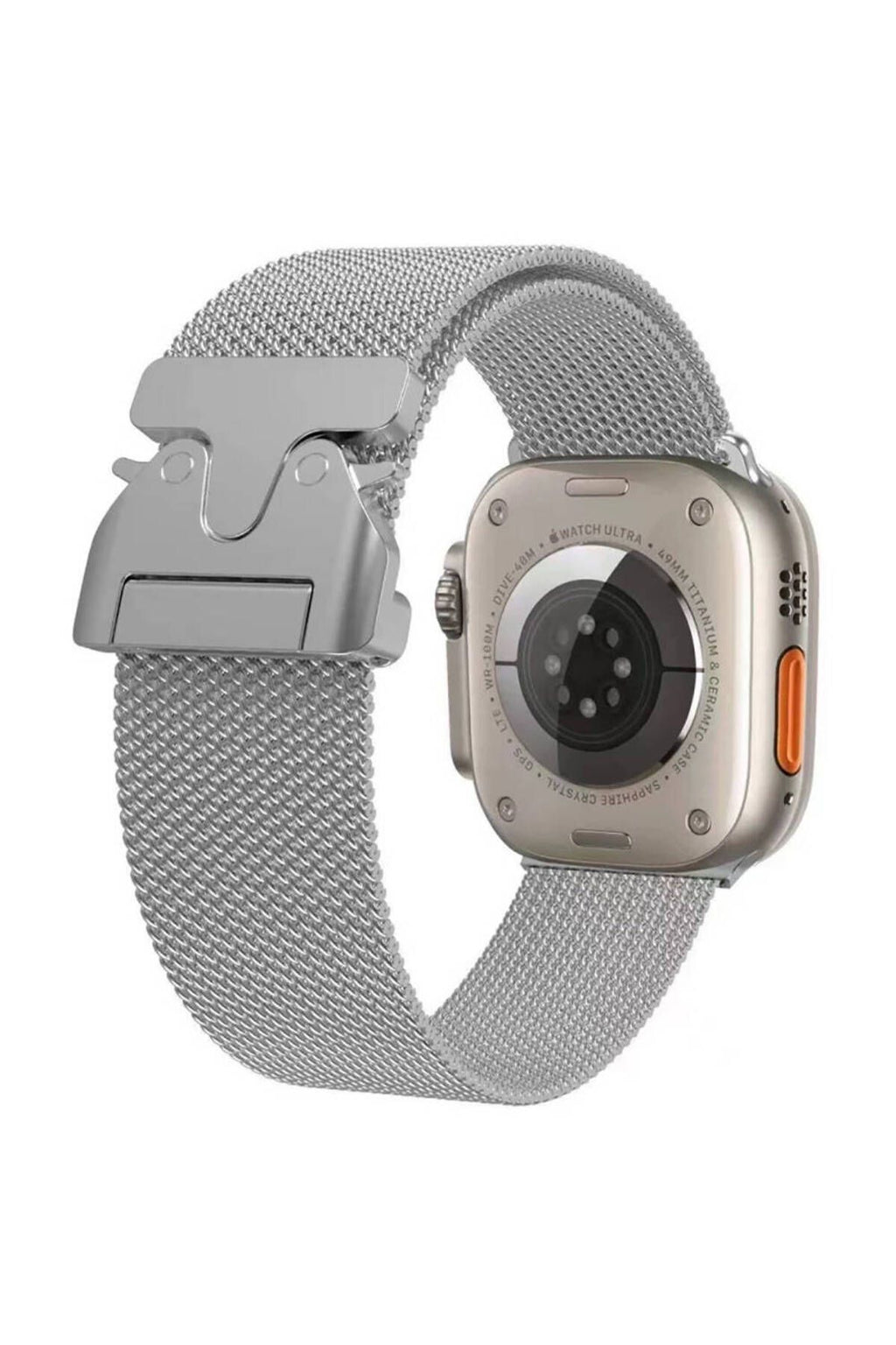 Apple Watch 7 45mm Zore KRD-25 Metal Hasır Kordon-Gümüş