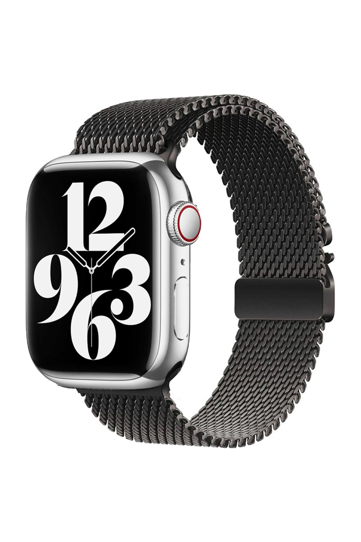 Apple Watch 7 45mm Zore KRD-121 Metal Hasır Kordon-Siyah