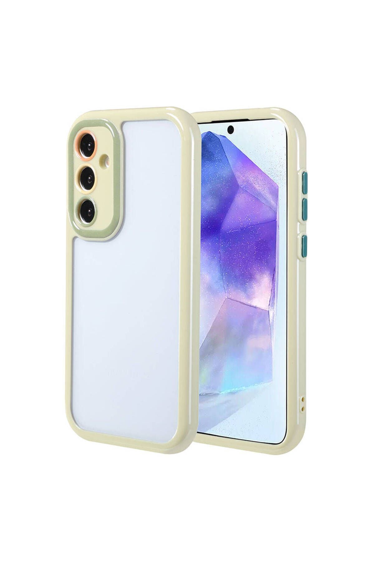 Galaxy A55 Kılıf Kamera Korumalı Renkli Kenar ve Çerçeve Tasarımlı Zore Vitamin Kapak-Yeşil