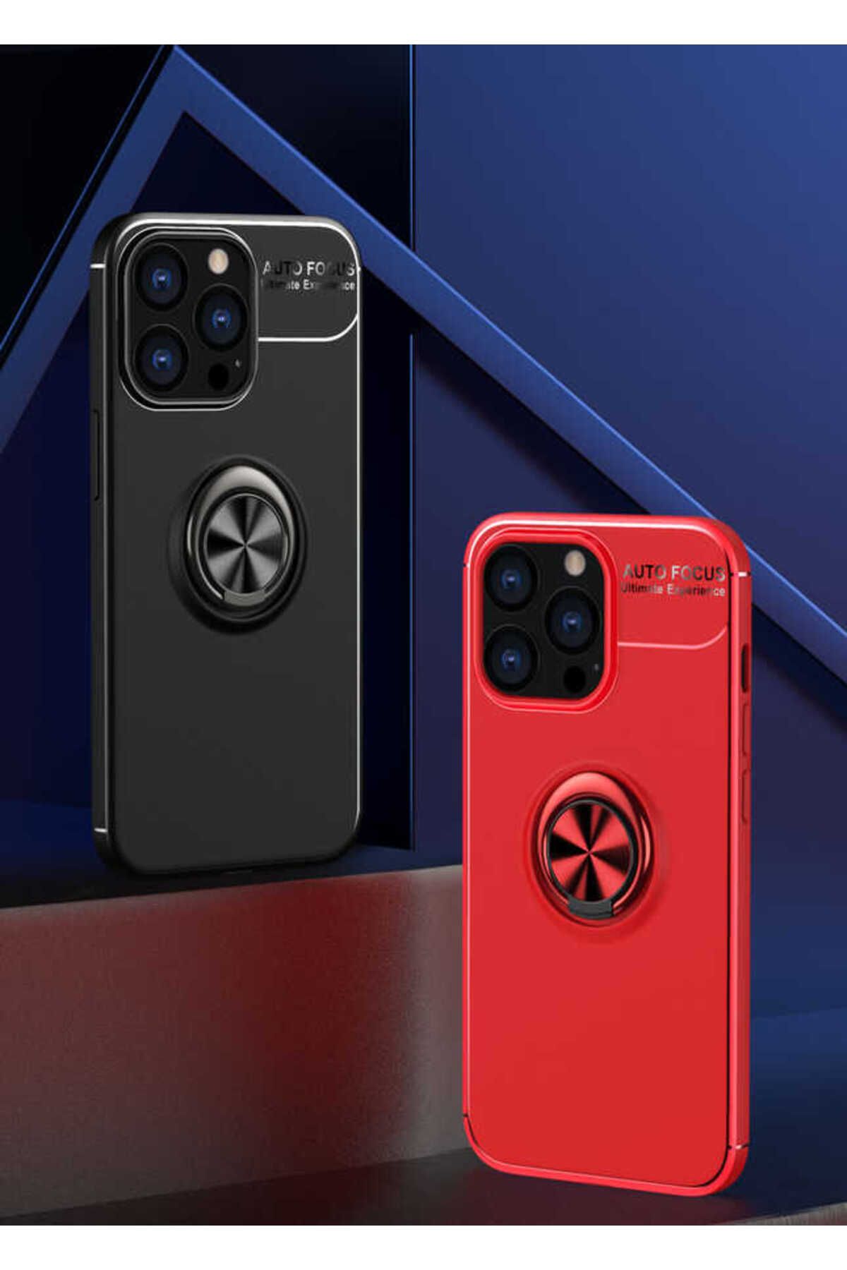 iPhone 14 Pro Max Uyumlu Zore Ravel Silikon Kılıf-Siyah-Kırmızı