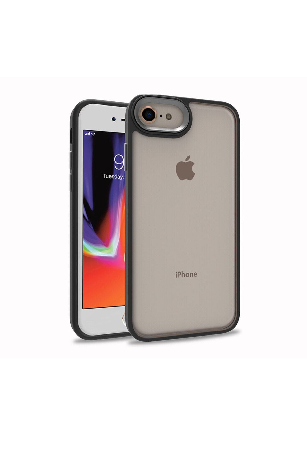 iPhone SE 2022 Uyumlu Zore Flora Kılıf-Siyah