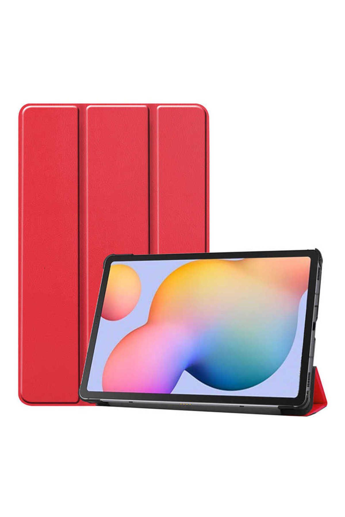 Galaxy Tab S7 T870  Uyumlu Zore Smart Cover Standlı 1-1 Kılıf-Kırmızı
