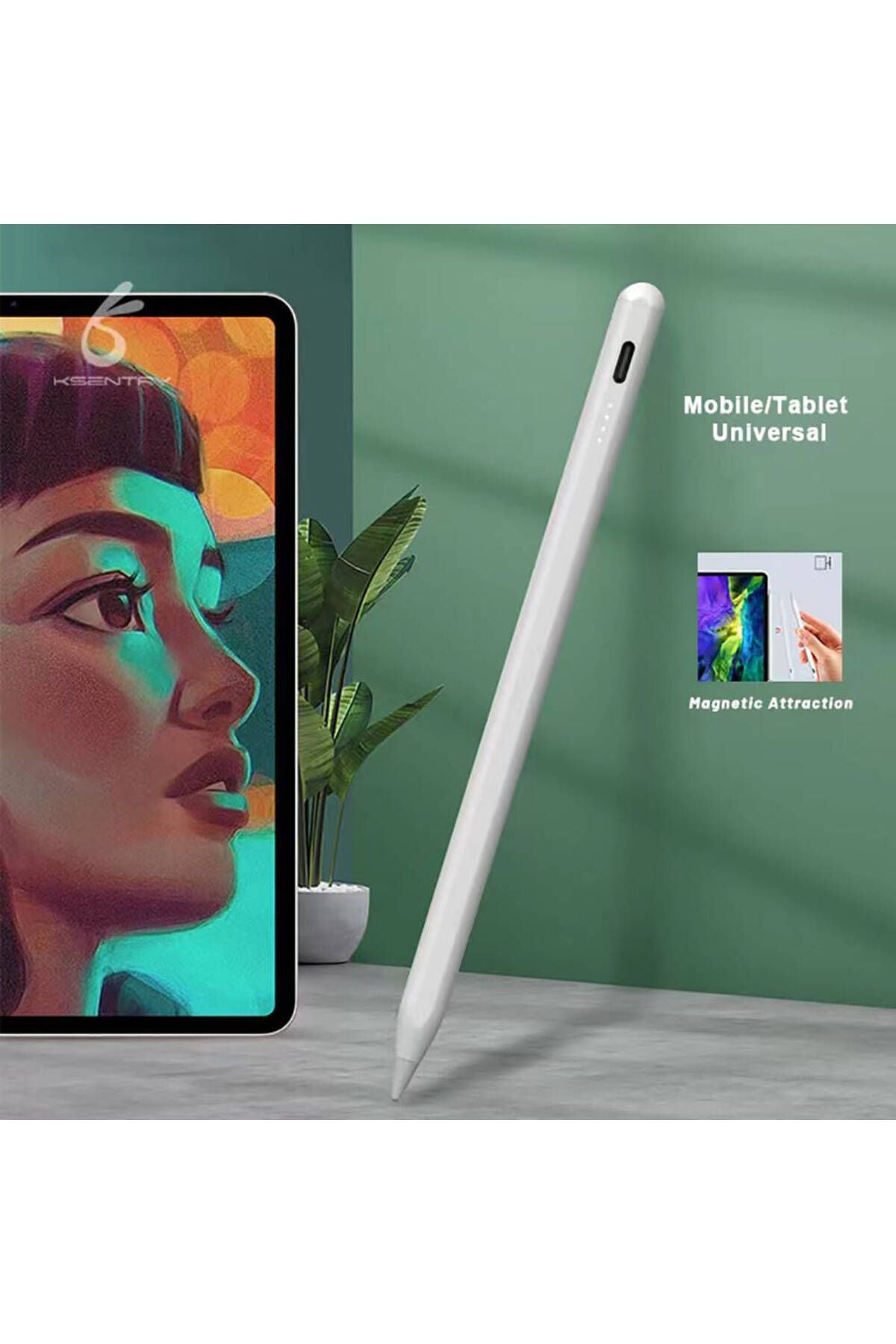 Zore Pencil 16 Active Stylus iPad Dokunmatik Kalem-Beyaz