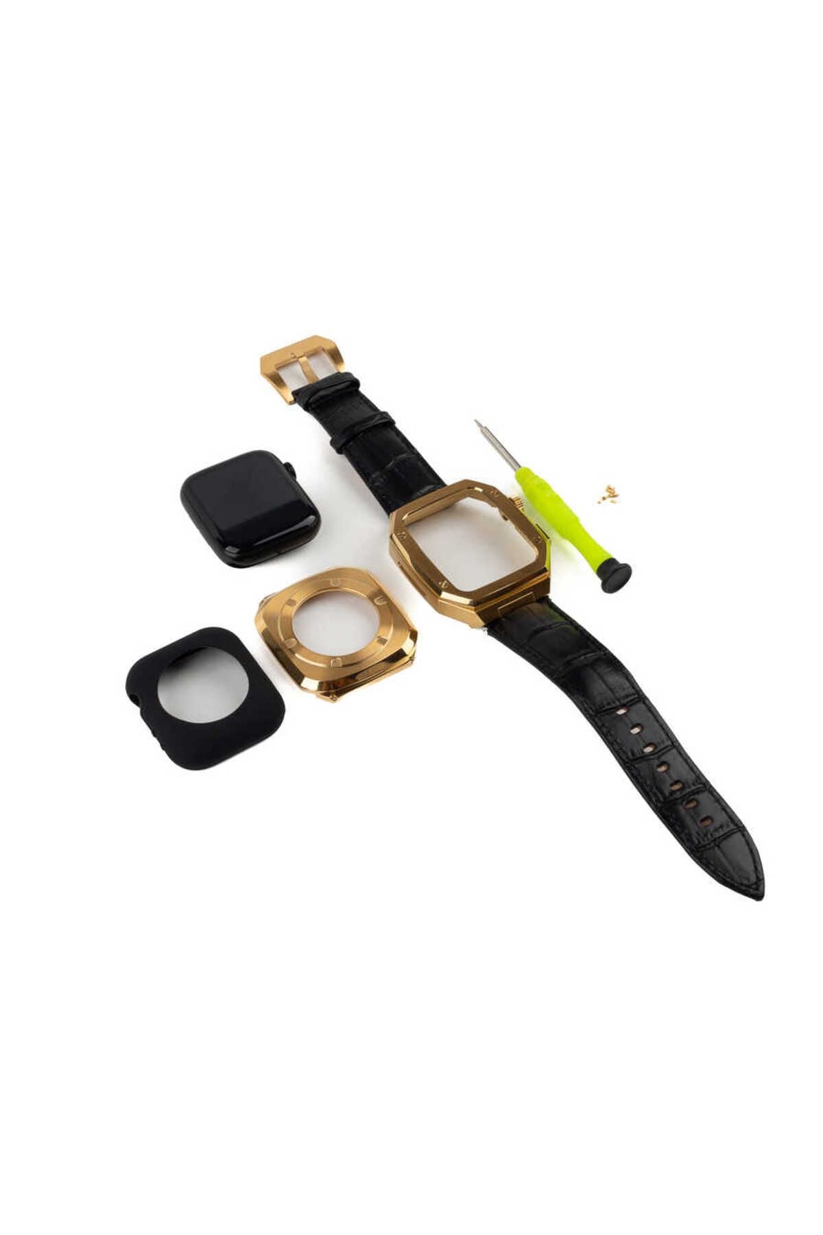 Watch 7 45mm Uyumlu KRD-67 Zore Kordon-Kahverengi-Gümüş