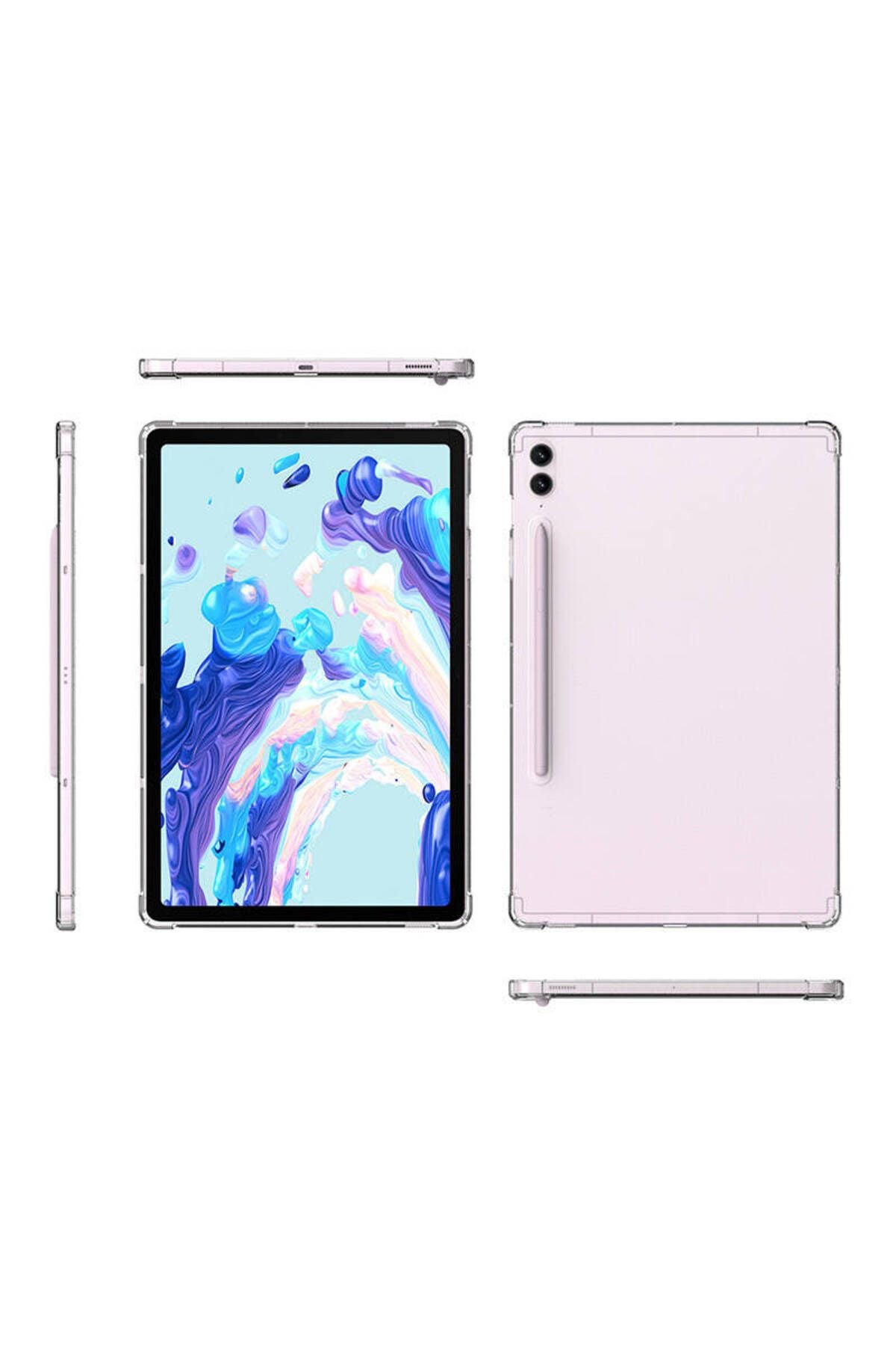 Galaxy Tab S9 Ultra Kılıf  Uyumlu Zore Tablet Nitro Anti Shock Silikon Kapak-Renksiz