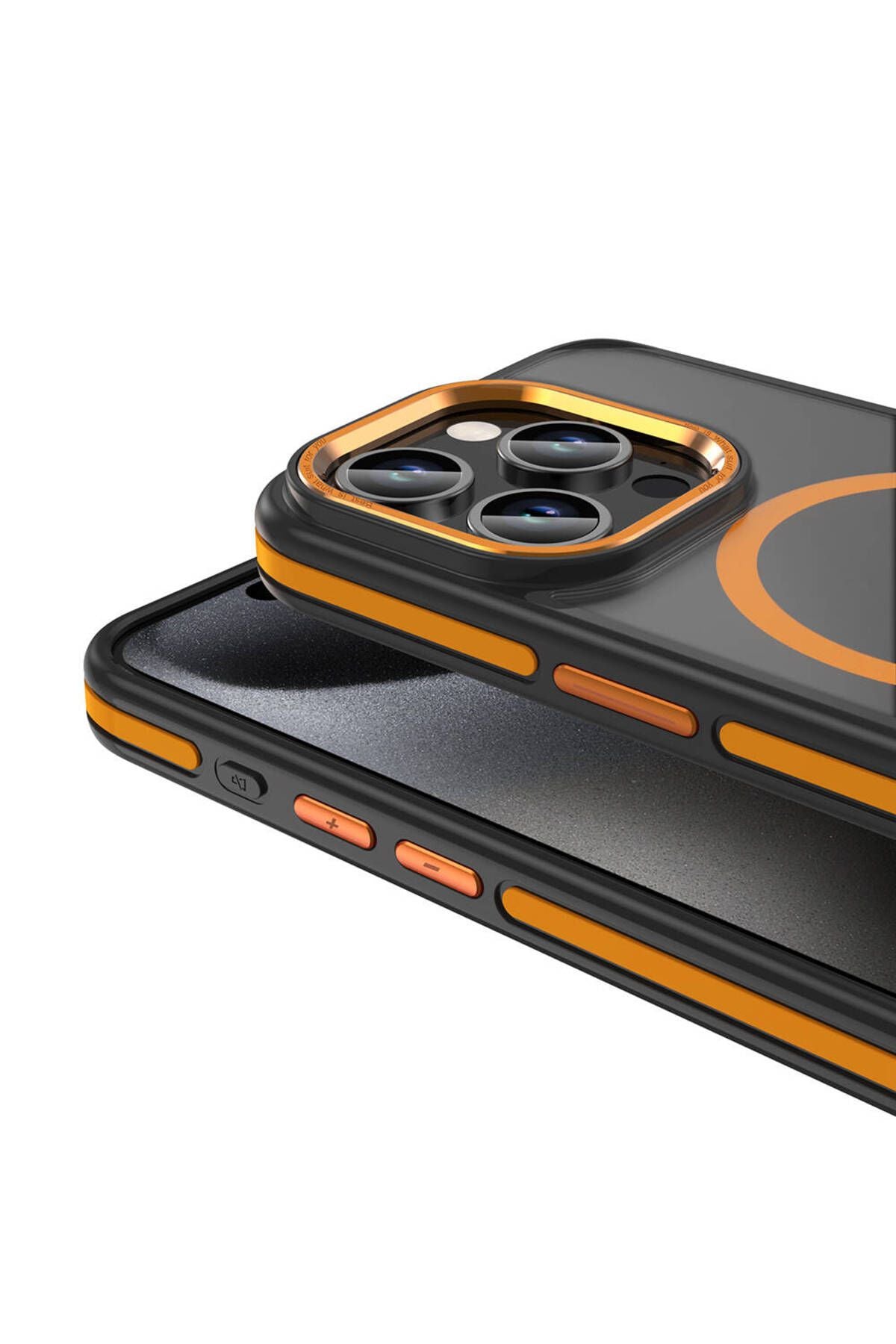 iPhone 15 Pro Max Kılıf Magsafe Şarj Özellikli Mat Görünümlü Zore Ant Kapak - Turuncu