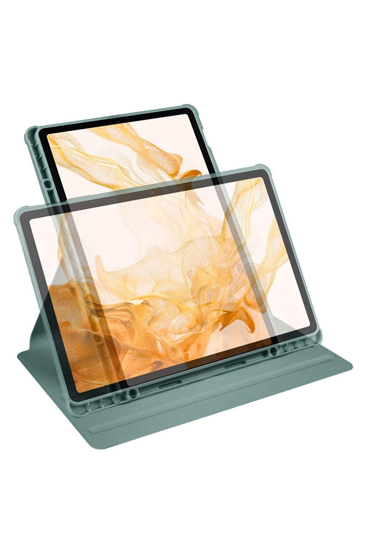 Galaxy Tab S8 Plus SM-X800 Kılıf  Uyumlu Zore Termik Kalem Bölmeli Dönebilen Standlı Kılıf-Gri