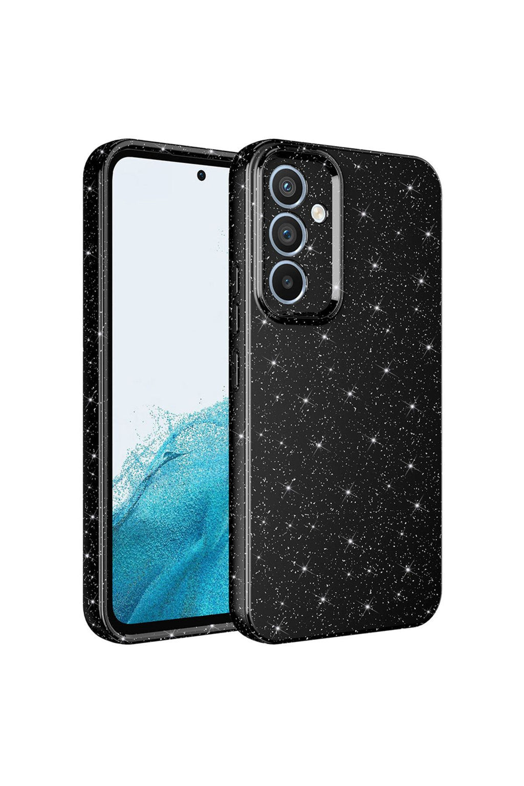 Galaxy A14 Kılıf Kamera Korumalı Simli Lüks Zore Koton Kapak - Siyah