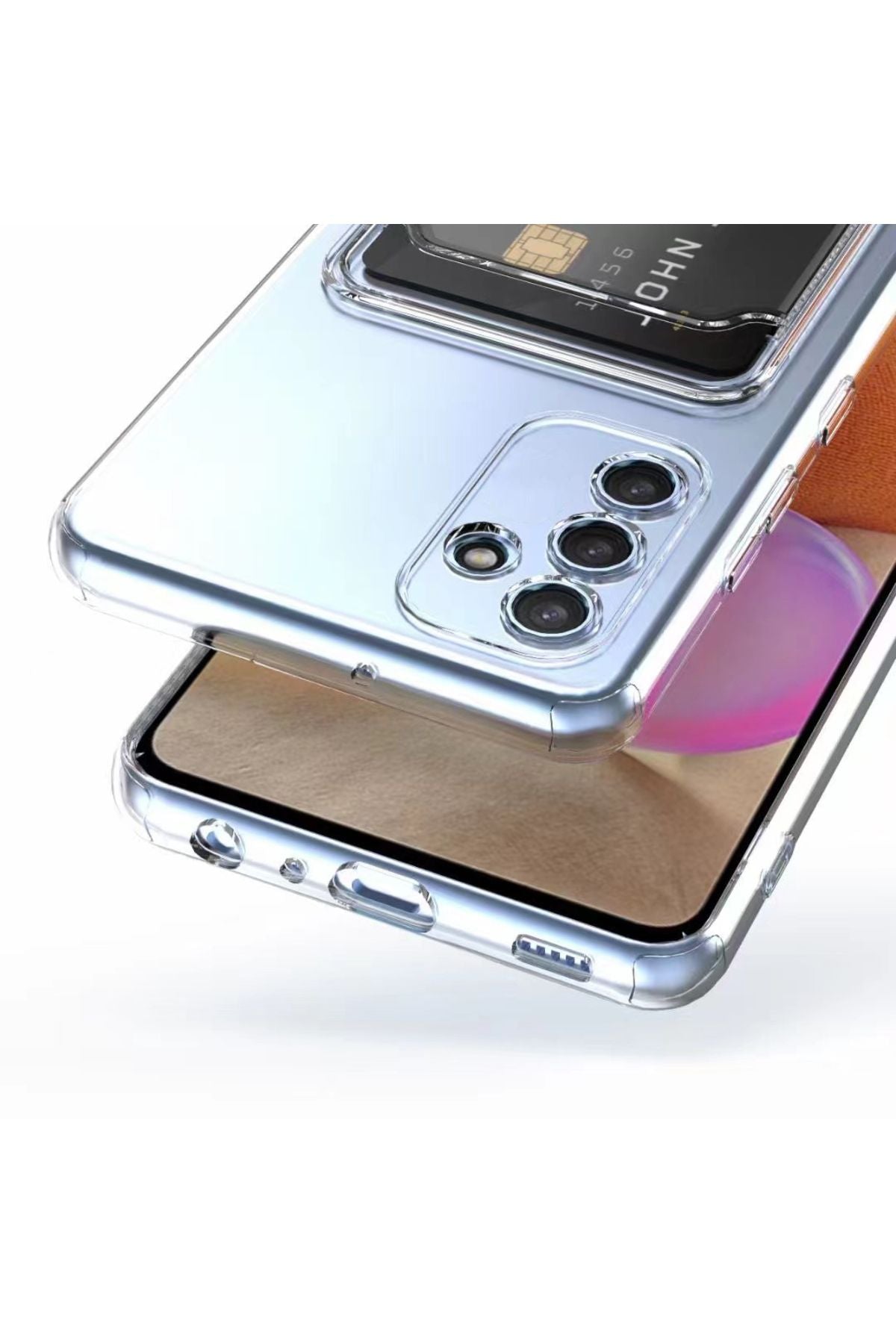 Galaxy A34 Kılıf Kartlıklı Şeffaf Zore Setra Clear Silikon Kapak - Renksiz