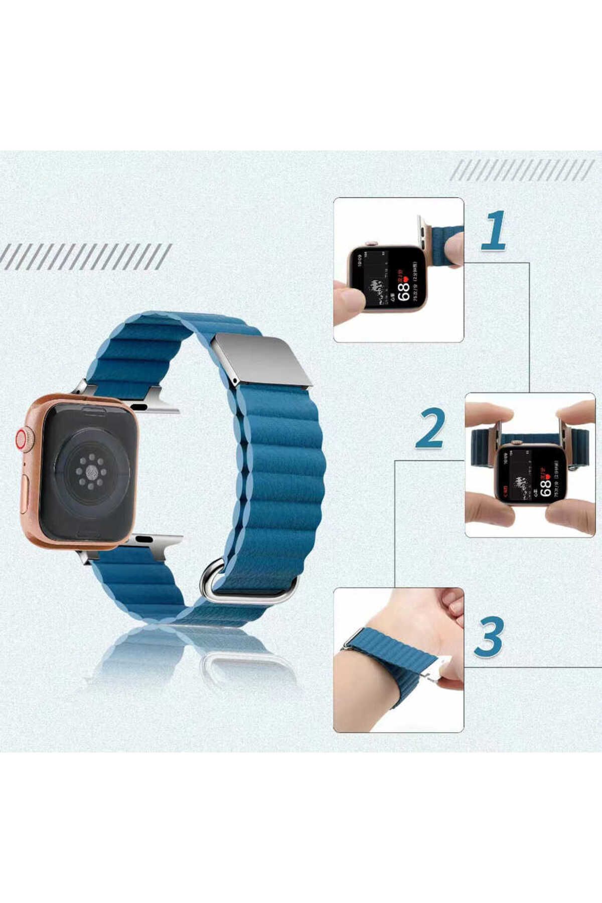 Watch Ultra 49mm Uyumlu KRD-78 PU Deri Kordon Strap Kayış CLO- Turuncu