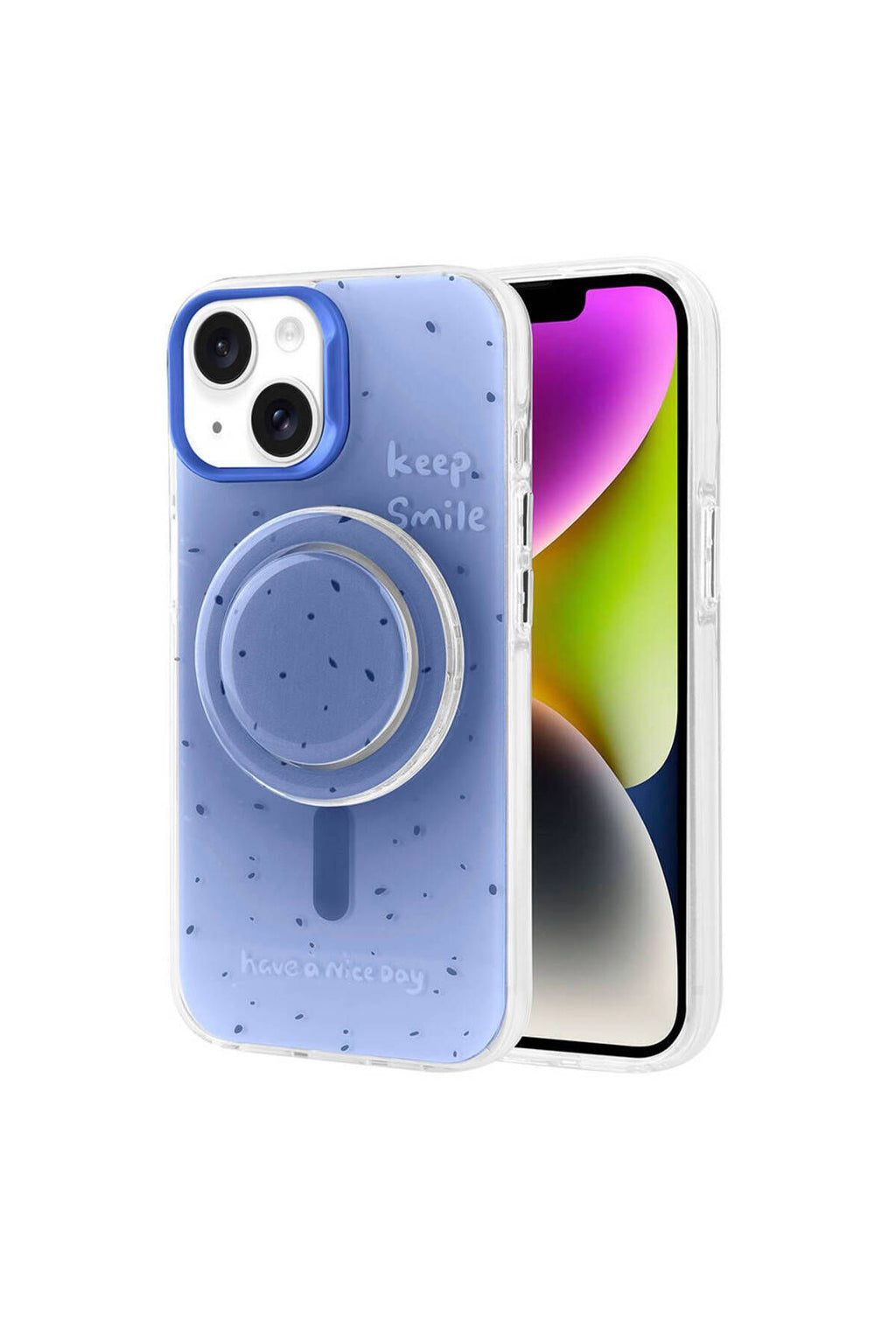 iPhone 14 Zore Magsafe Şarj Özellikli Tak-Çıkar Pop Soketli Zore Tiktok Kılıf-Mavi