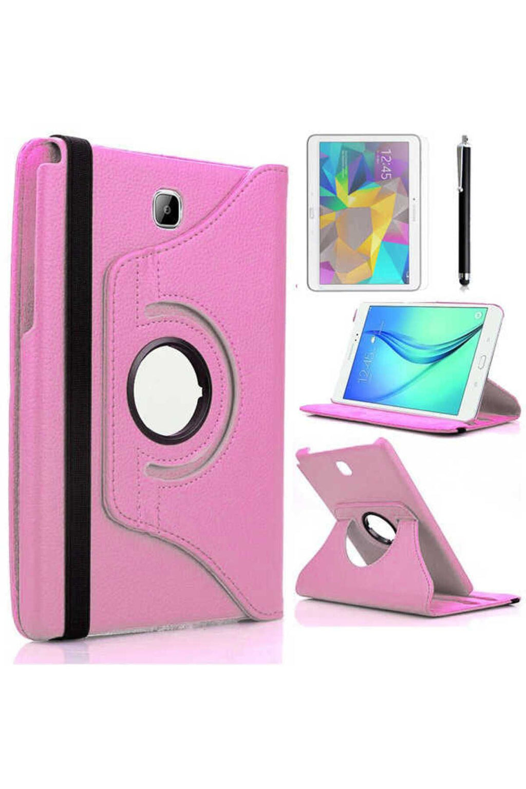 Galaxy Tab A T550 9.7  Uyumlu Zore Dönebilen Standlı Kılıf-Pembe Açık