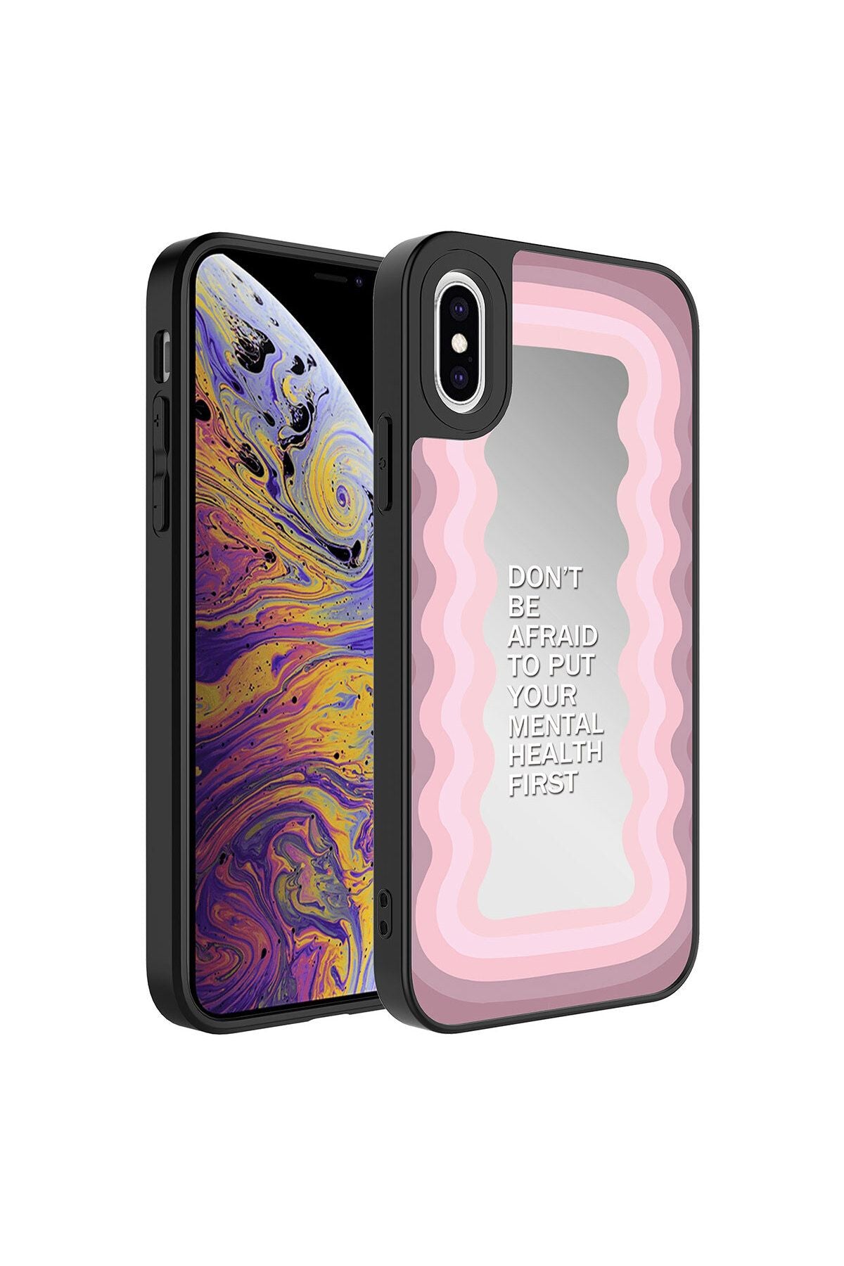 iPhone XS 5.8 Kılıf Aynalı Desenli Kamera Korumalı Parlak Zore Mirror Kapak - Fragile