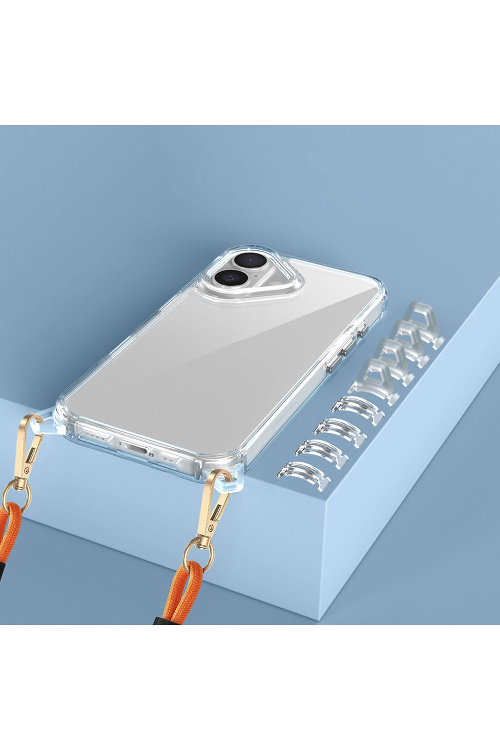 iPhone 16 Plus Kılıf Airbagli Takılabilir Askı Aparatlı Zore Snap Silikon Kapak-Şeffaf