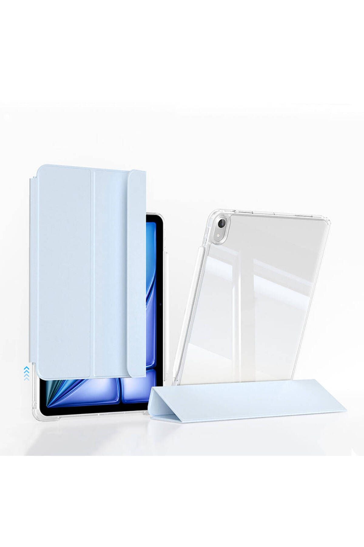 iPad Air 11 2024 Kılıf Magnetik Ayrılabilen AiHTTgli Uyumlu Zore Sliding Tablet Kılıfı-Mavi Açık