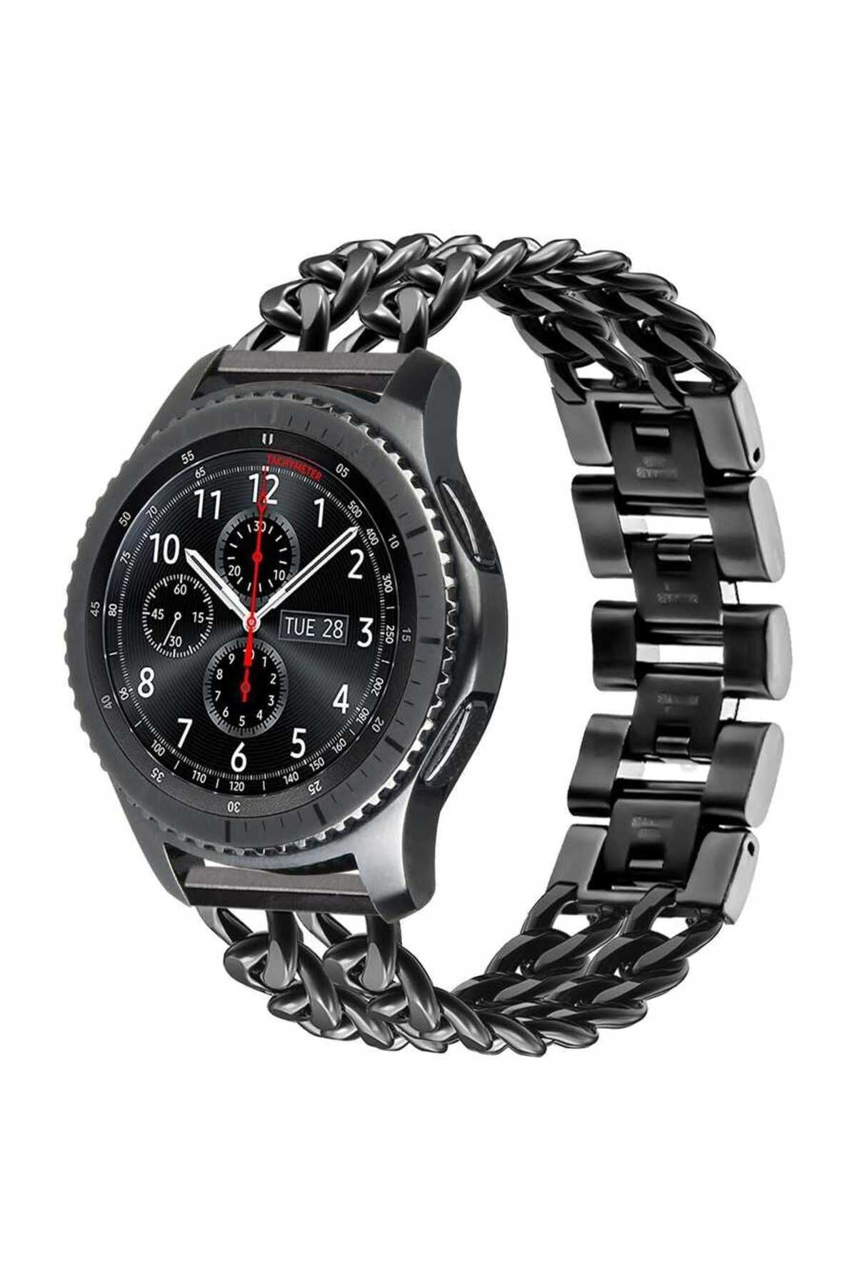 Galaxy Watch 46mm (22mm) Uyumlu KRD-17 Metal Zore Kordon-Siyah