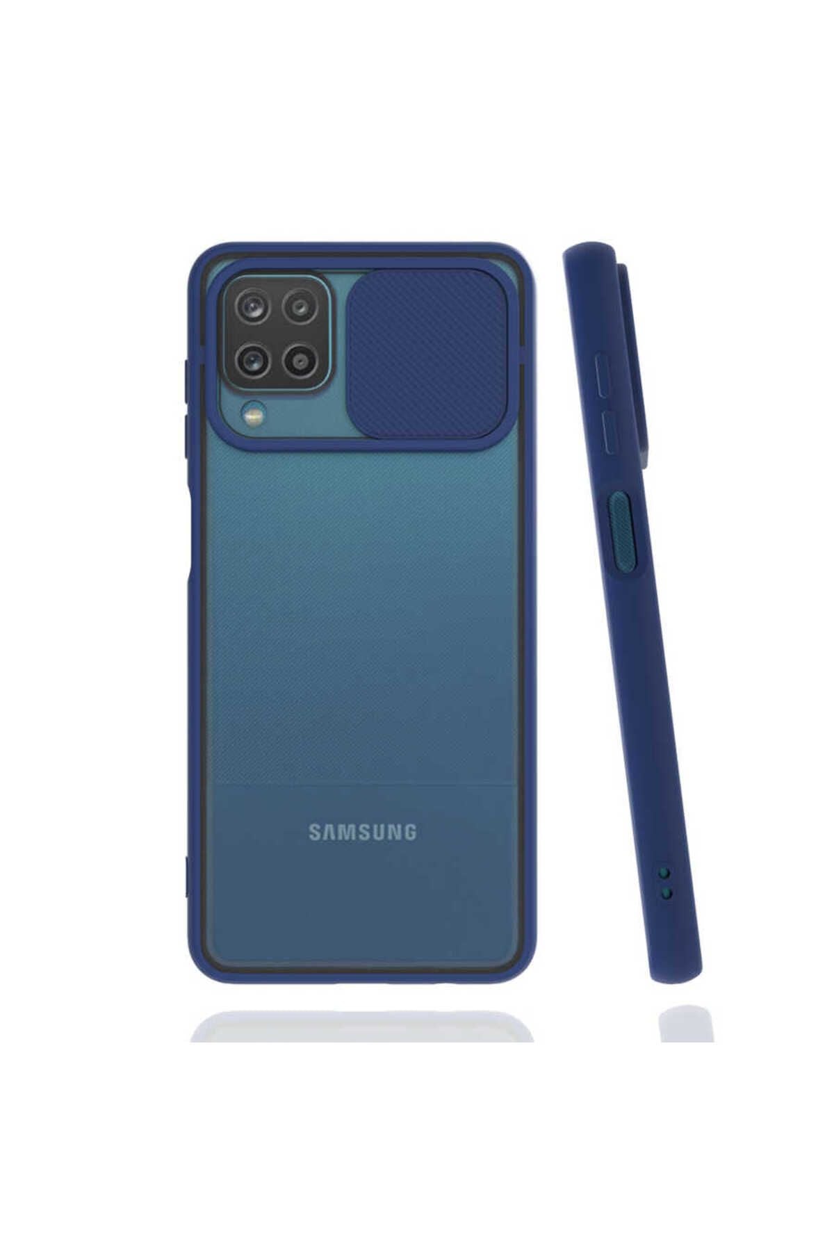 Galaxy A12 Uyumlu Zore Lensi Kapak-Lacivert