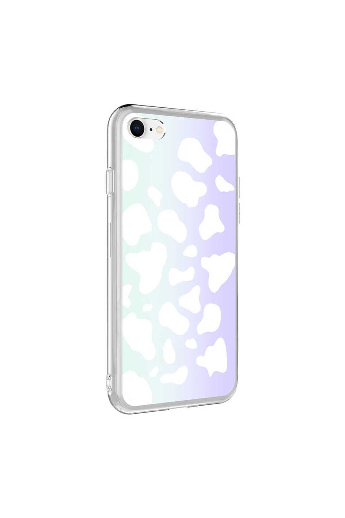 iPhone SE 2022 Uyumlu Zore M-Blue Desenli Kılıf-Cow No2