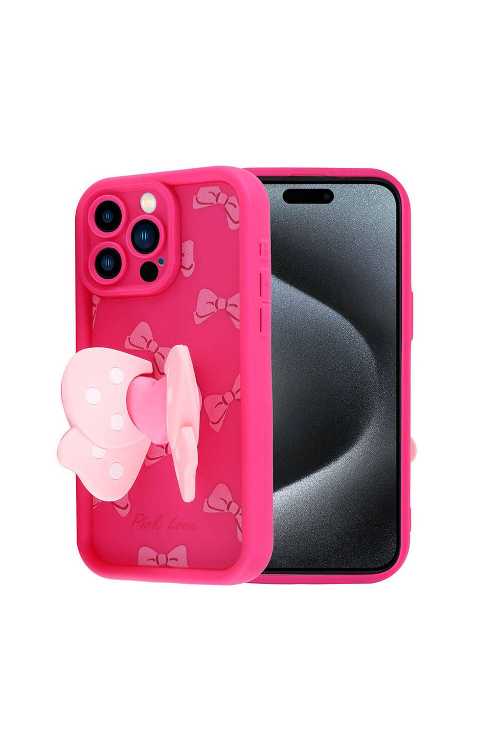 iPhone 15 Pro Max Kılıf Kamera Korumalı Figür Tasarımlı Zore Kapya Kapak-Pembe Koyu