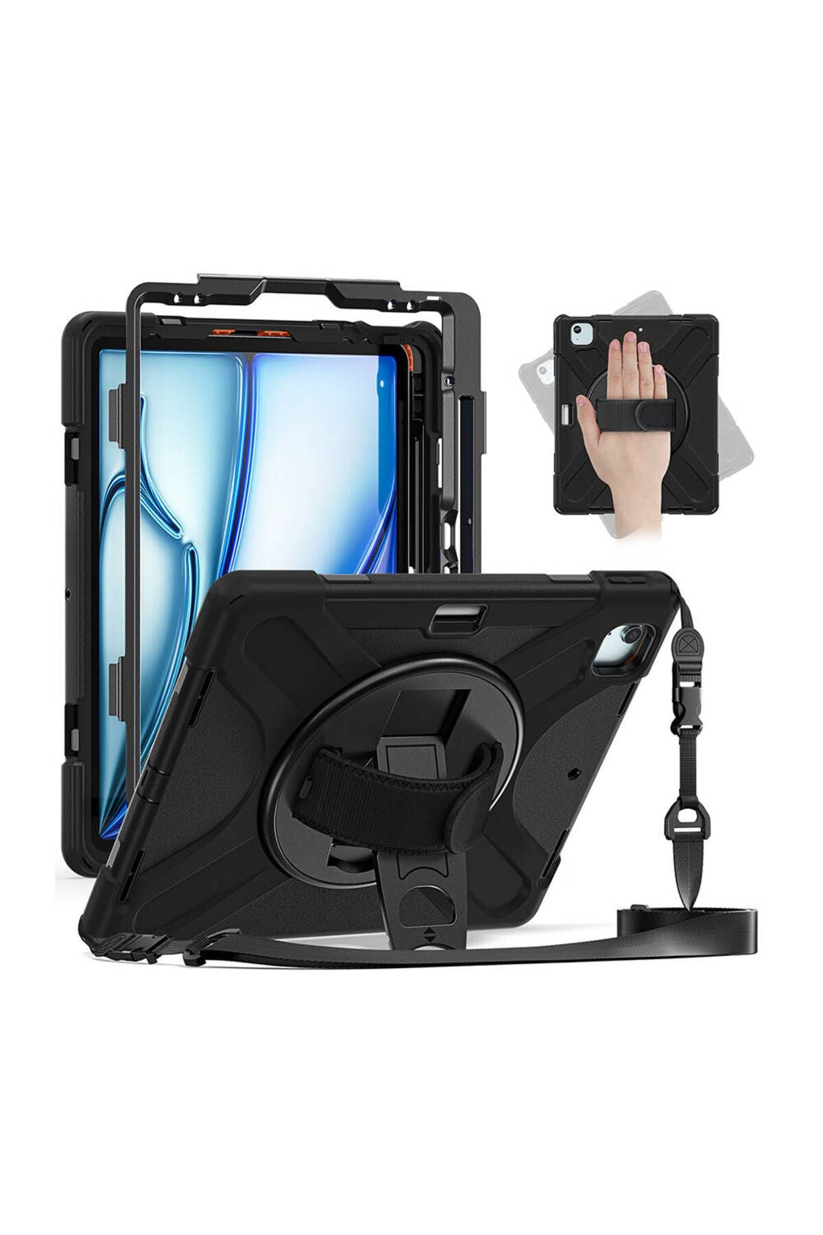 iPad Air 13 2024 Zore Defender Tablet Silikon - Siyah