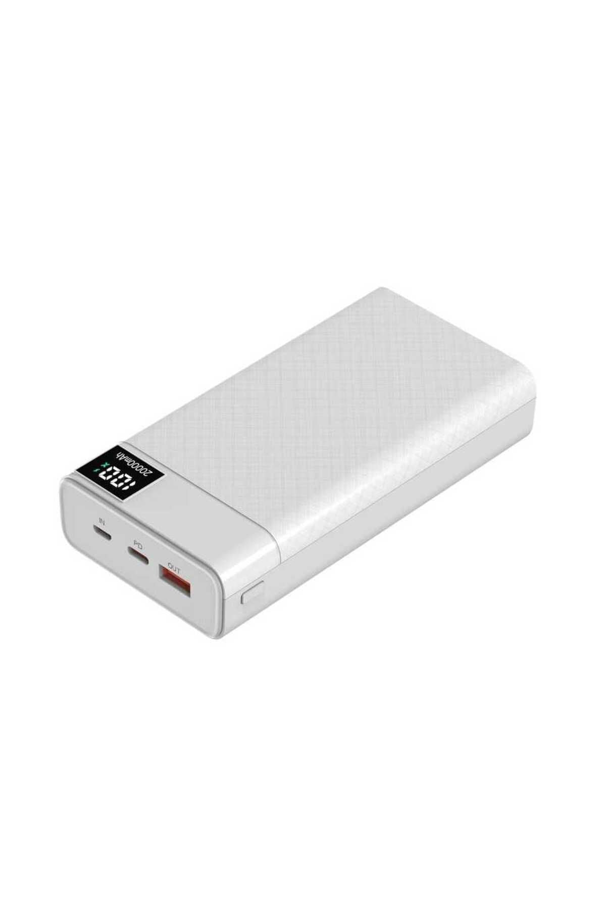 Siyah B-12 QC 3.0 Hızlı Şarj Özellikli 22.5W Led Göstergeli Taşınabilir Powerbank 20000 mAh Zore
