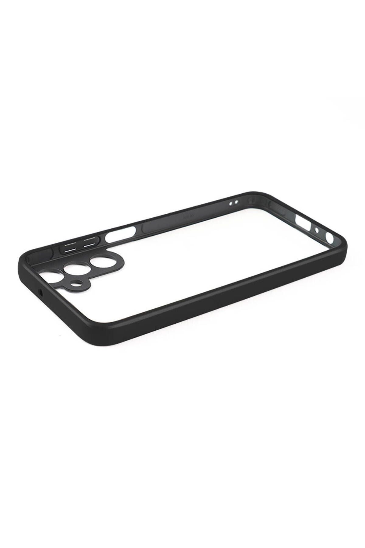 Galaxy A15 Kılıf Kamera Korumalı Şeffaf Arka Yüzey Zore New Roll Kapak - Siyah