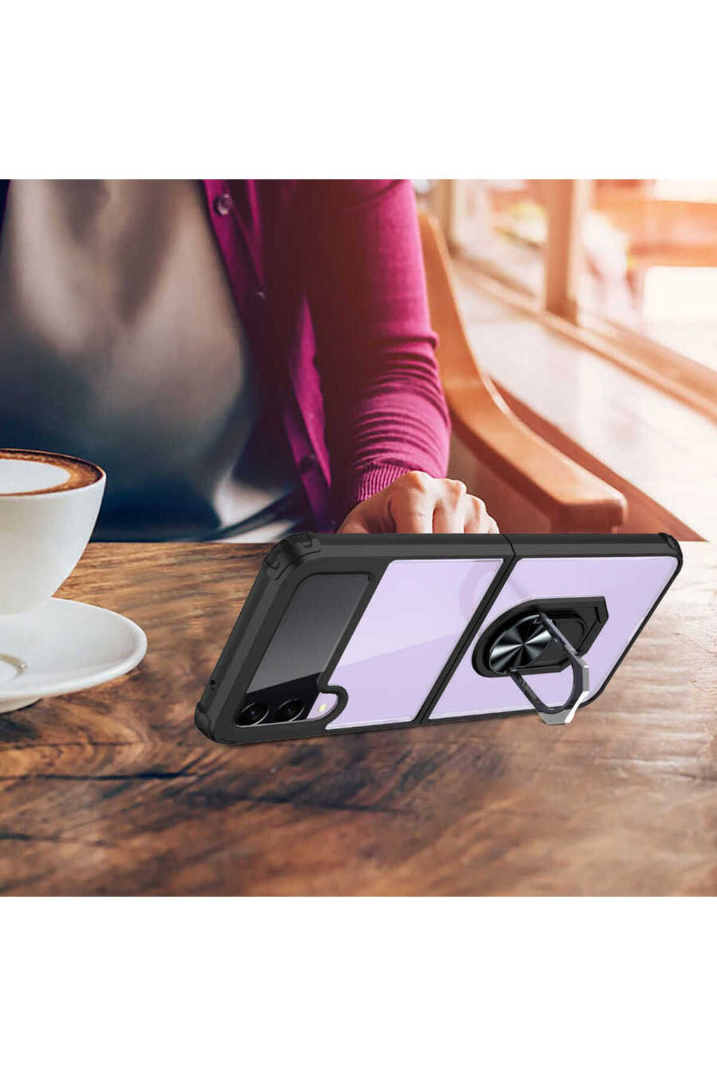 Galaxy Z Flip 3 Kılıf Zore Mola Kapak - Siyah