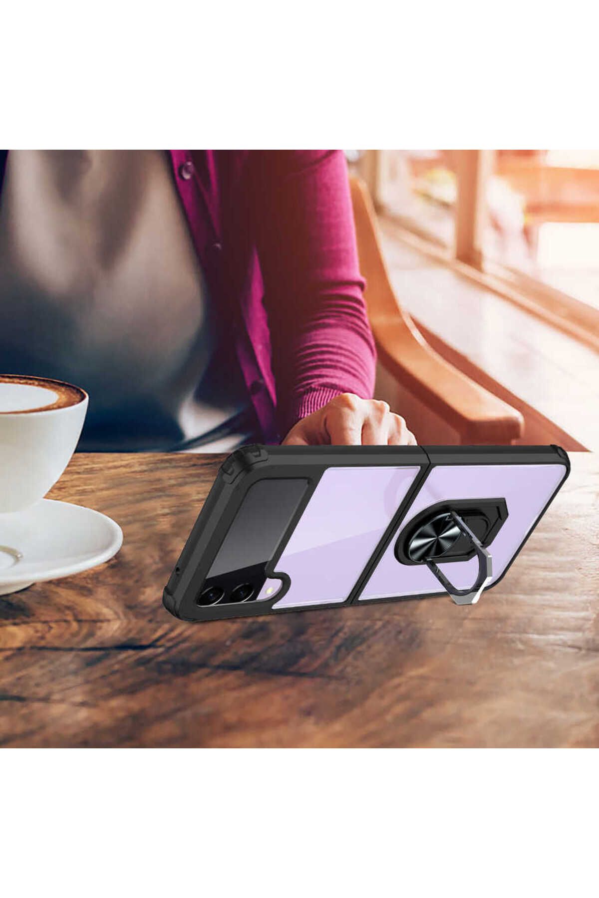 Galaxy Z Flip 3 Kılıf Zore Mola Kapak - Siyah