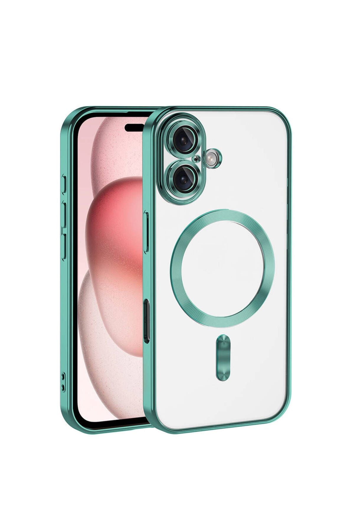 iPhone 16 Plus Kılıf Kamera Korumalı Magsafe Wireless Şarj Özellikli Zore Demre Kapak - Yeşil
