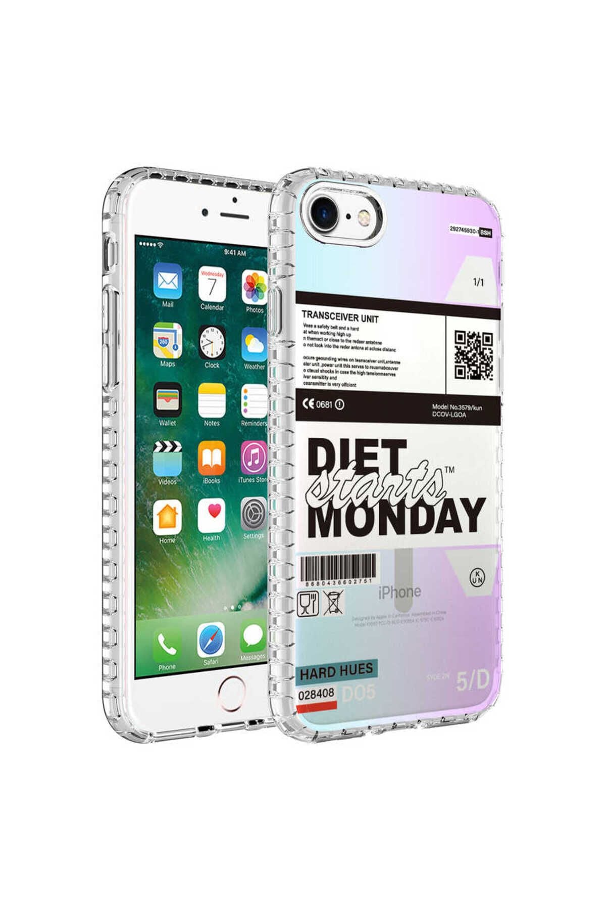 iPhone SE 2022 Uyumlu Airbag Kenarlı Renkli Desenli Silikon Zore Elegans Kılıf-NO5