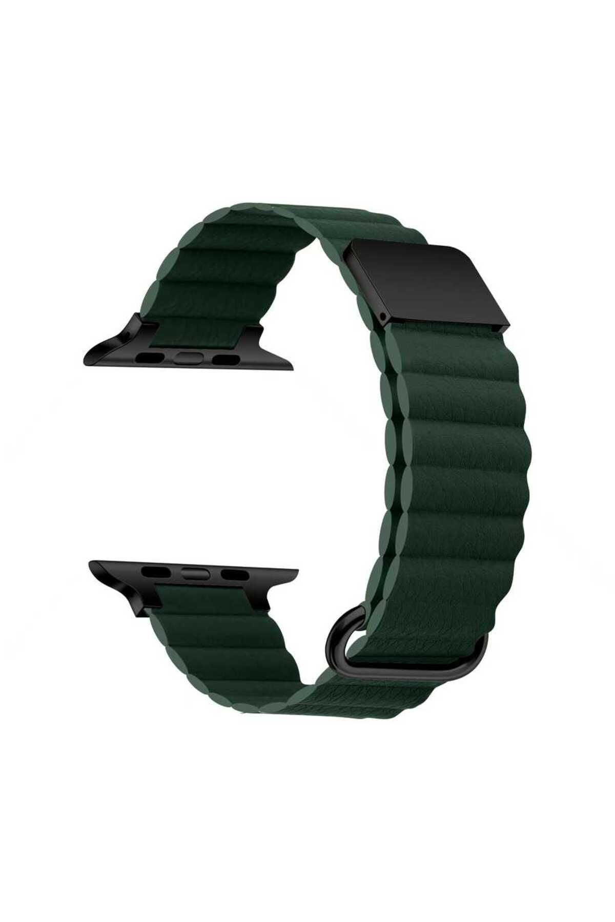 Watch Ultra 49mm Uyumlu KRD-78 PU Deri Kordon Strap Kayış CLO- Turuncu