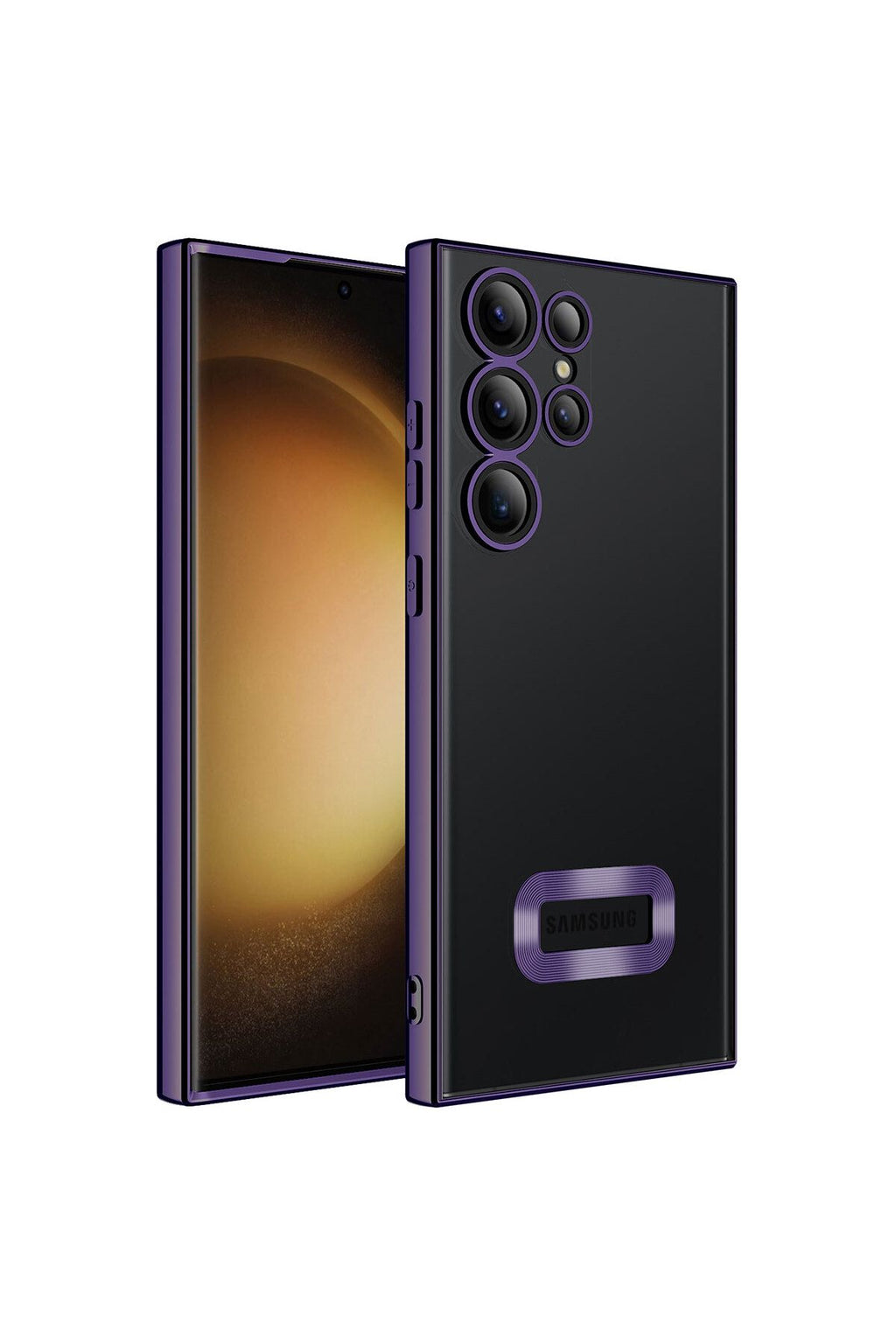 Galaxy S23 Ultra Uyumlu Kamera Korumalı Logo Gösteren Zore Omega Kılıf-Derin Mor