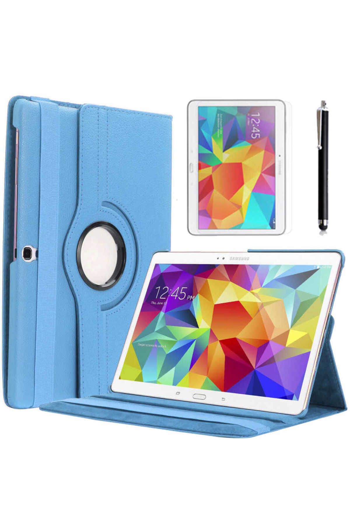 Galaxy Tab 4 10.1 T530  Uyumlu Zore Dönebilen Standlı Kılıf-Beyaz