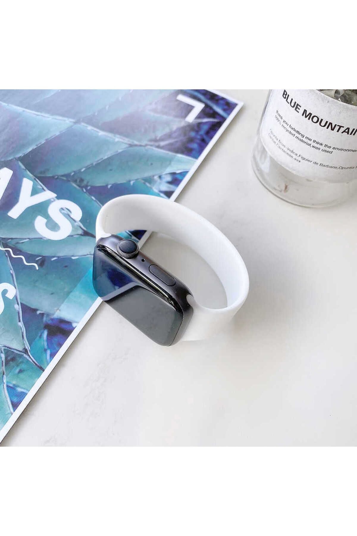 Watch 42mm Uyumlu KRD-31 Solo Loop Large Zore Kordon-Beyaz